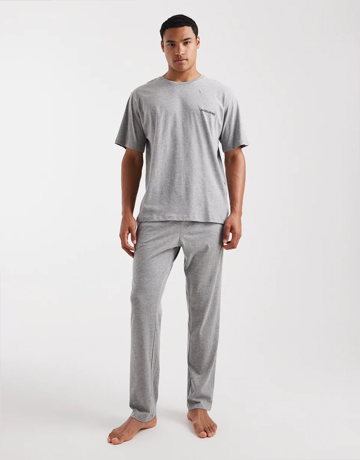lounge set in gray heather with black pant
