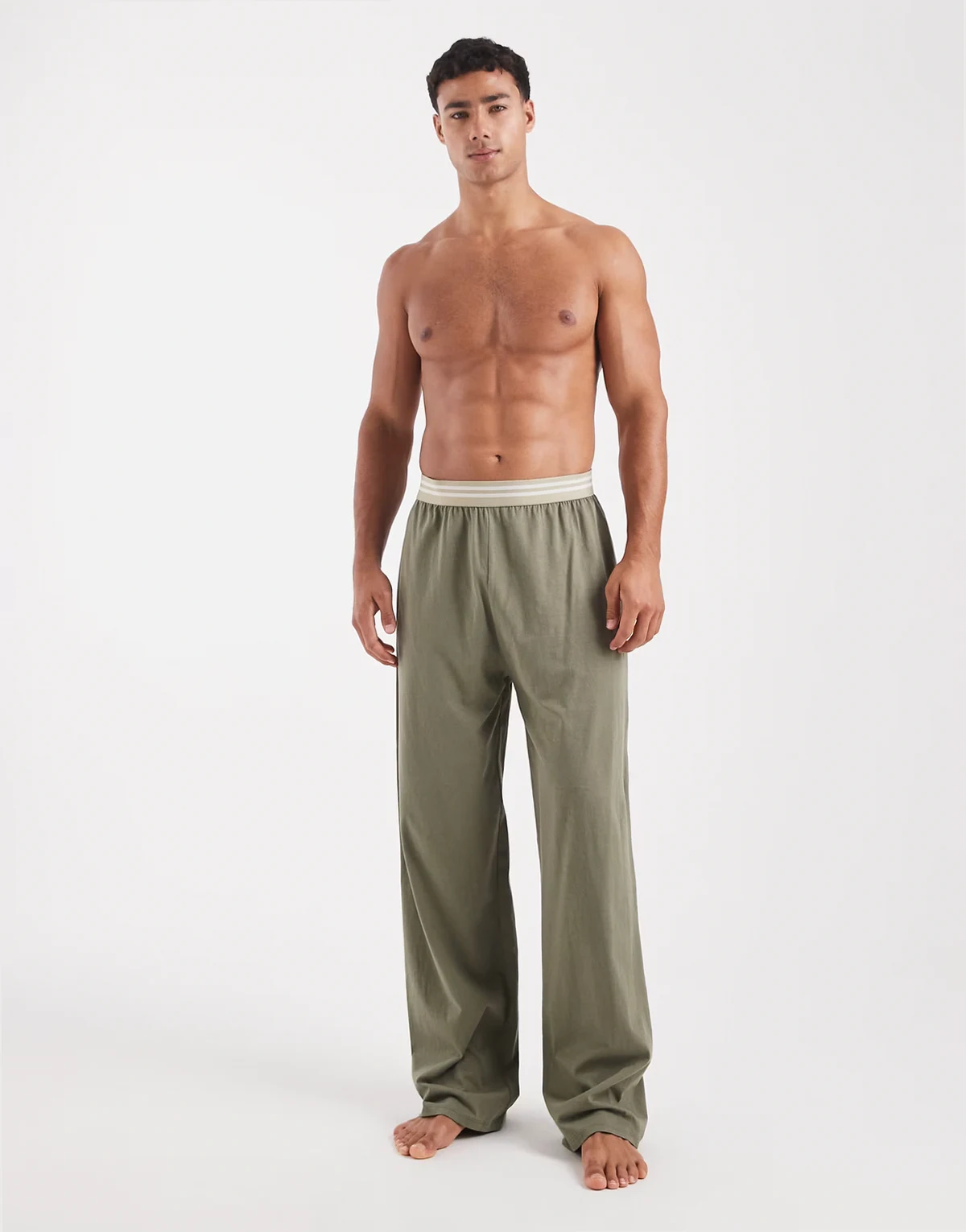 lounge bottoms with wide leg in khaki