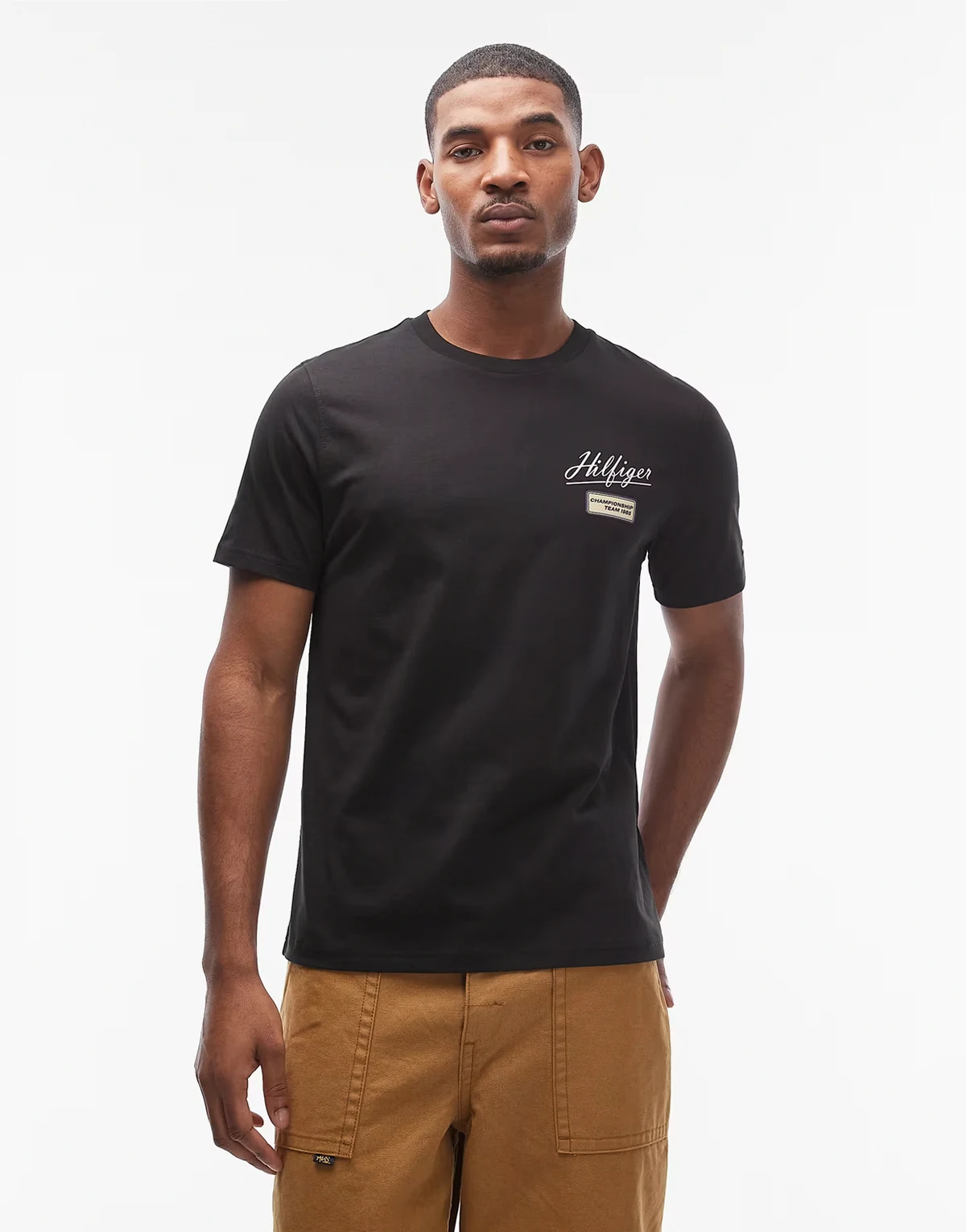 chest Racing logo T-shirt in black