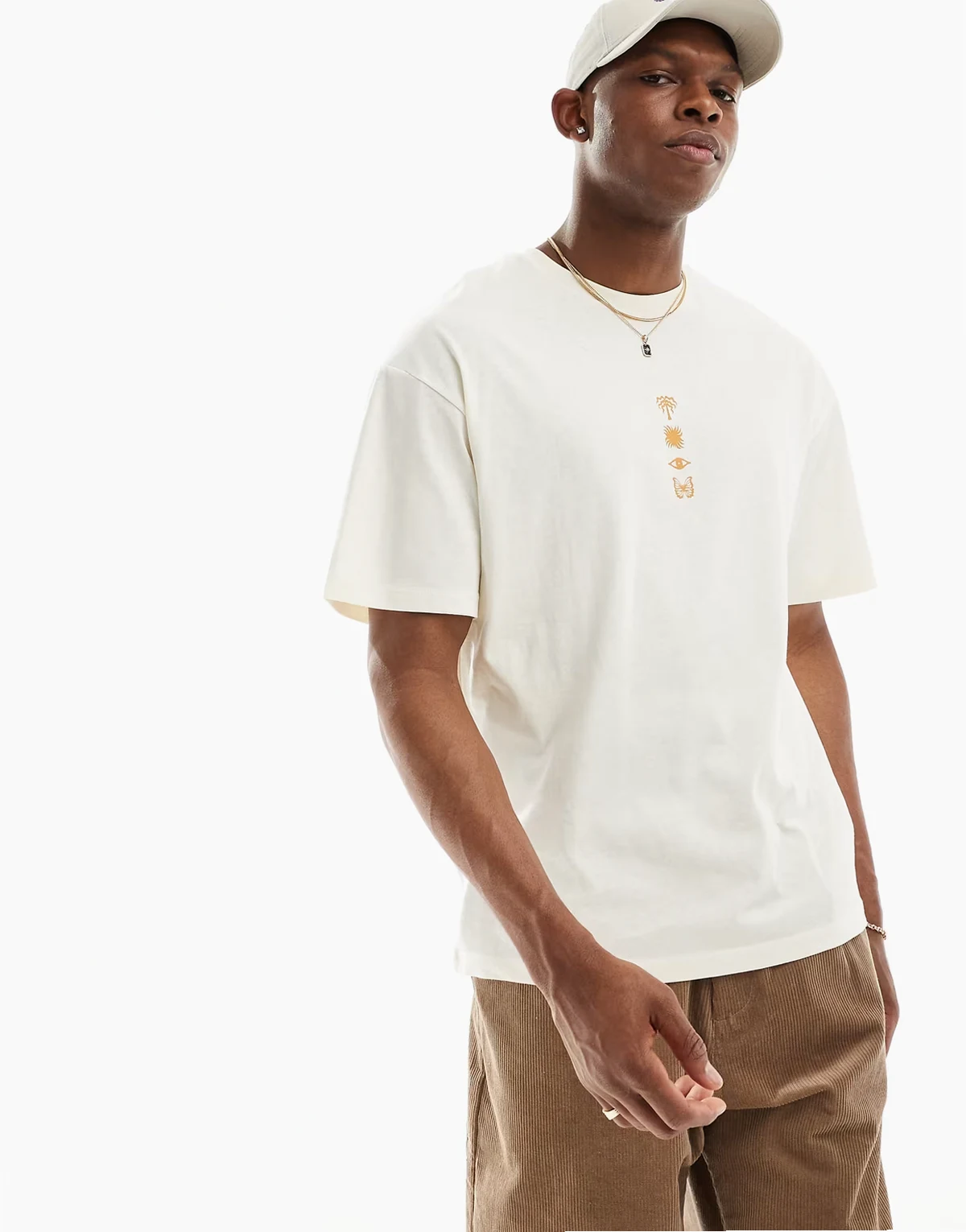oversized t-shirt with chest logo in off white
