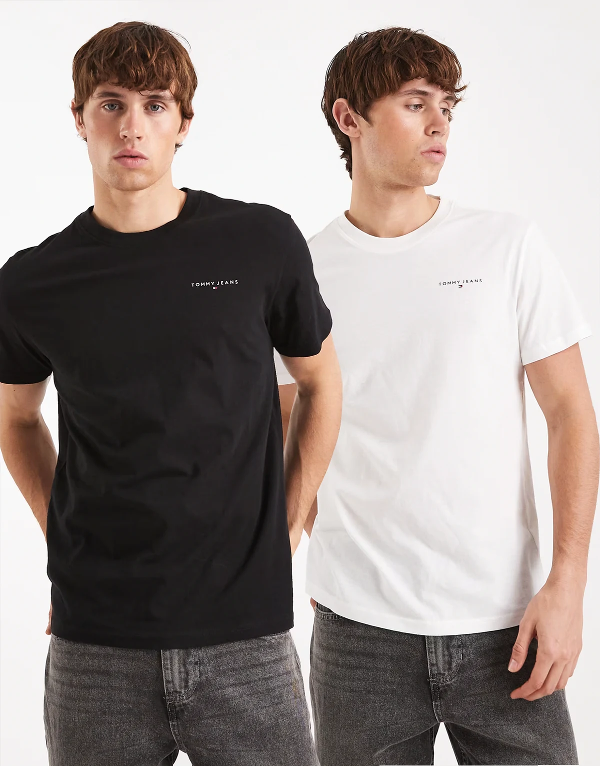 2-pack slim linear chest logo T-shirts in black and ecru