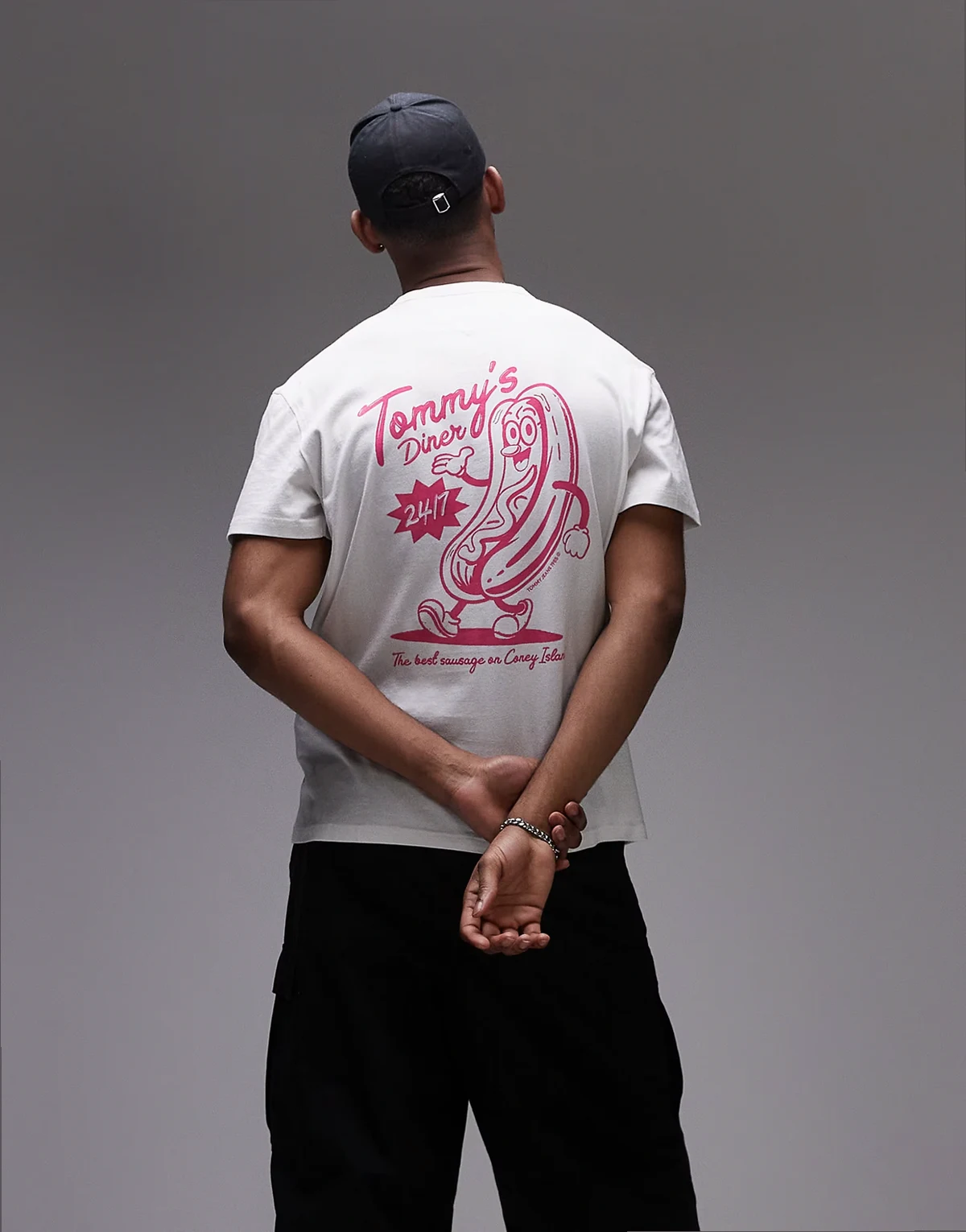 hot dog graphic T-shirt in white
