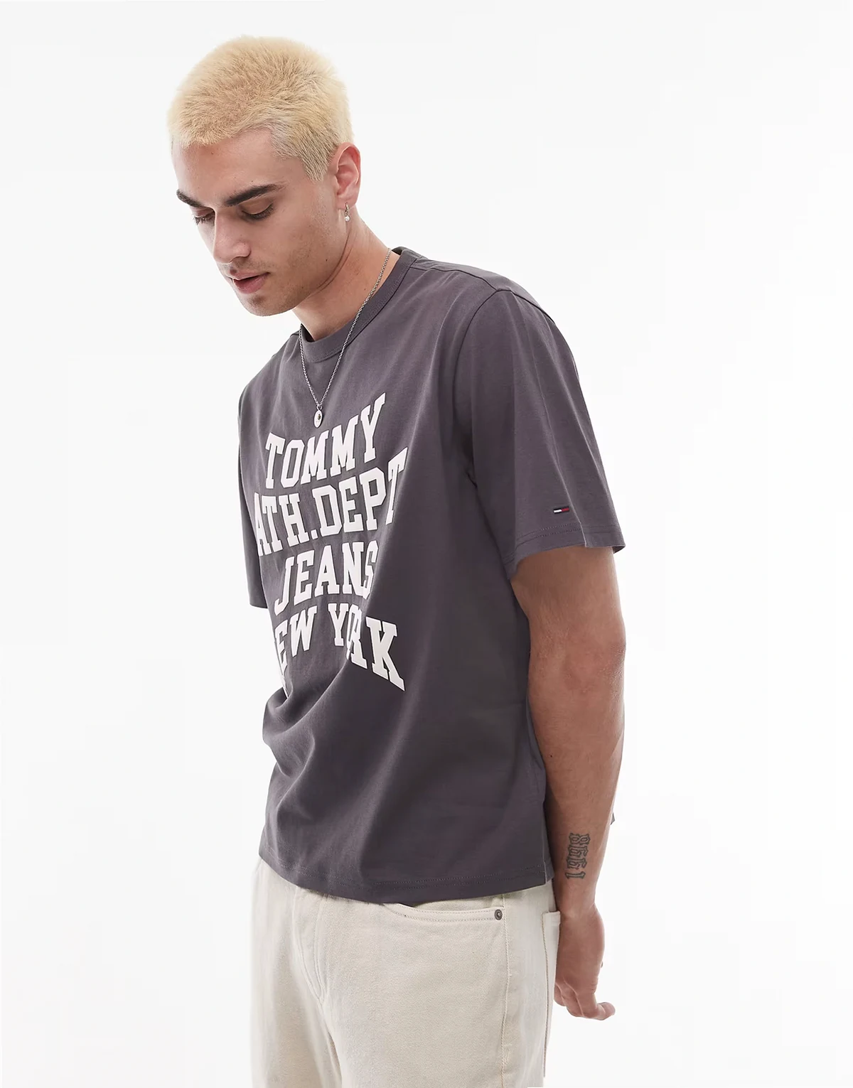 oversized varsity logo T-shirt in washed black