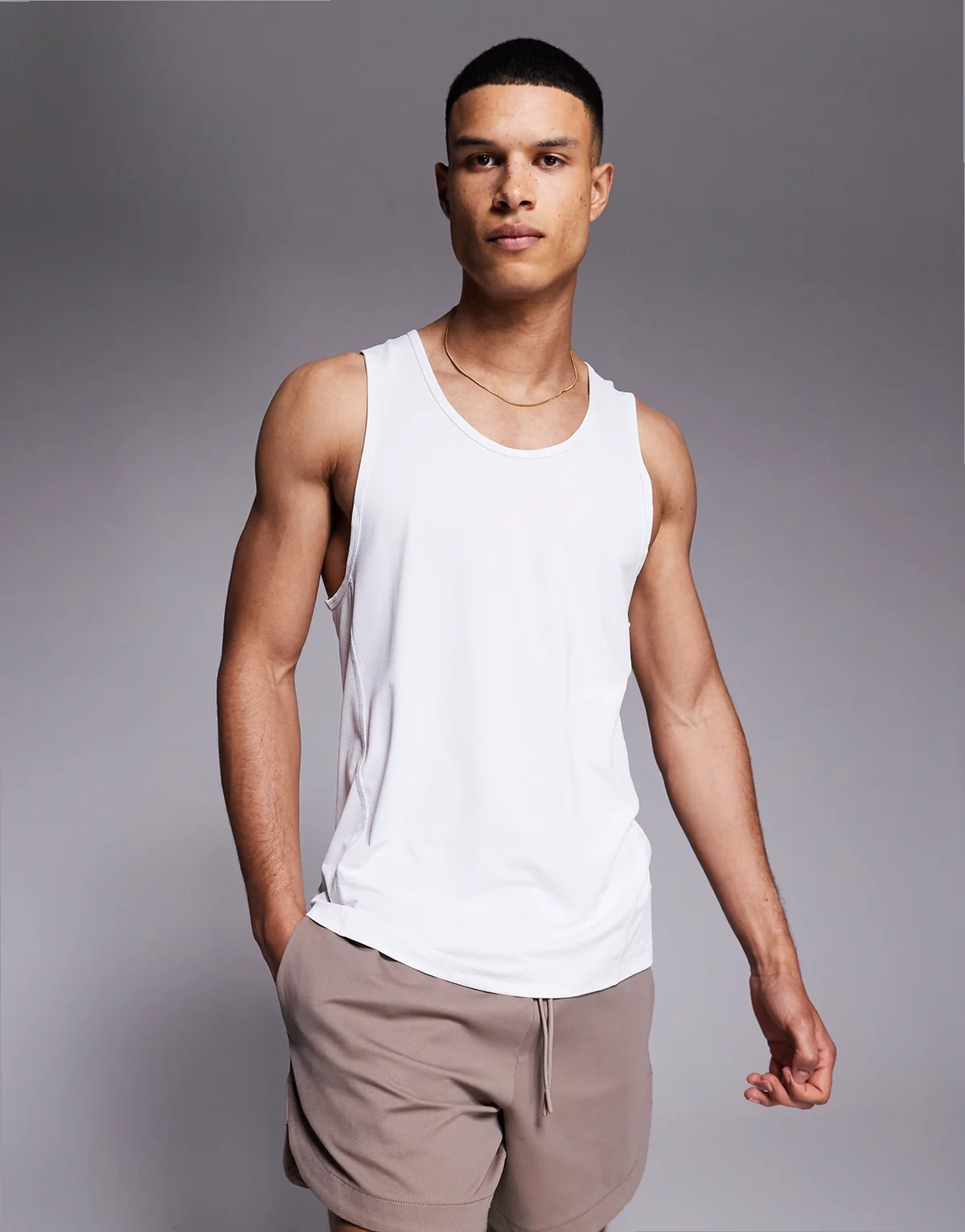 Icon training tank top with racer back in white