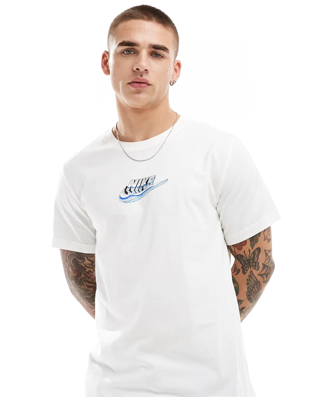 Swoosh logo graphic T-shirt in white