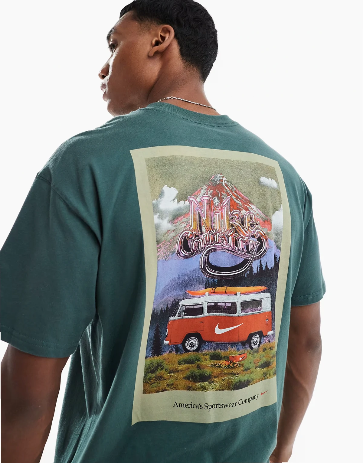 Max 90 back print T-shirt in green
