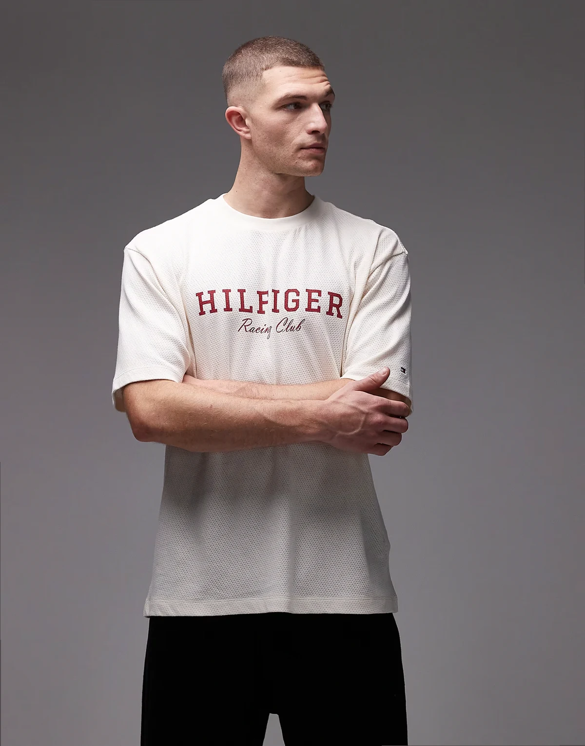 large centre Racing logo T-shirt in white