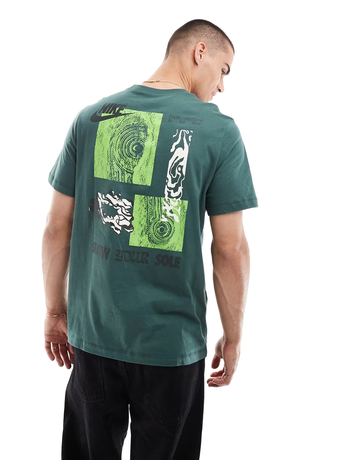 Slow Your Sole graphic graphic t-shirt in dark green