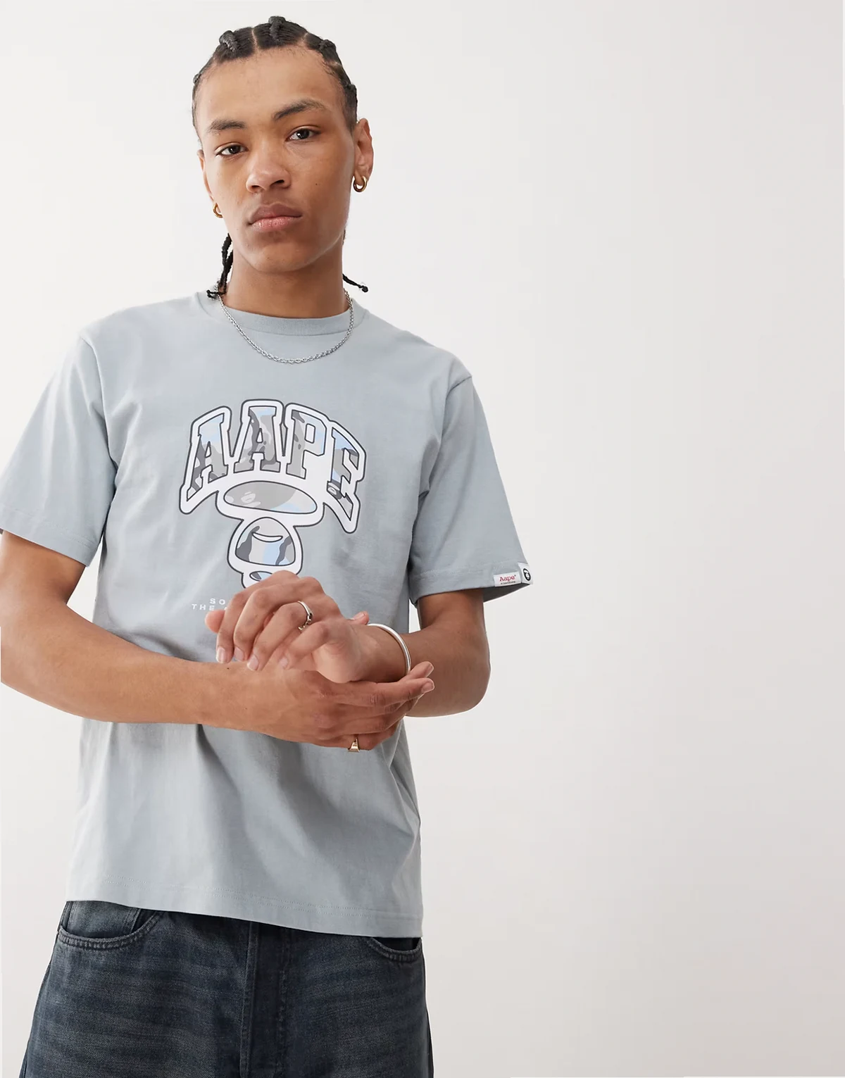 Aape by A Bathing Ape – T-Shirt in Blau mit Graffiti-Logo