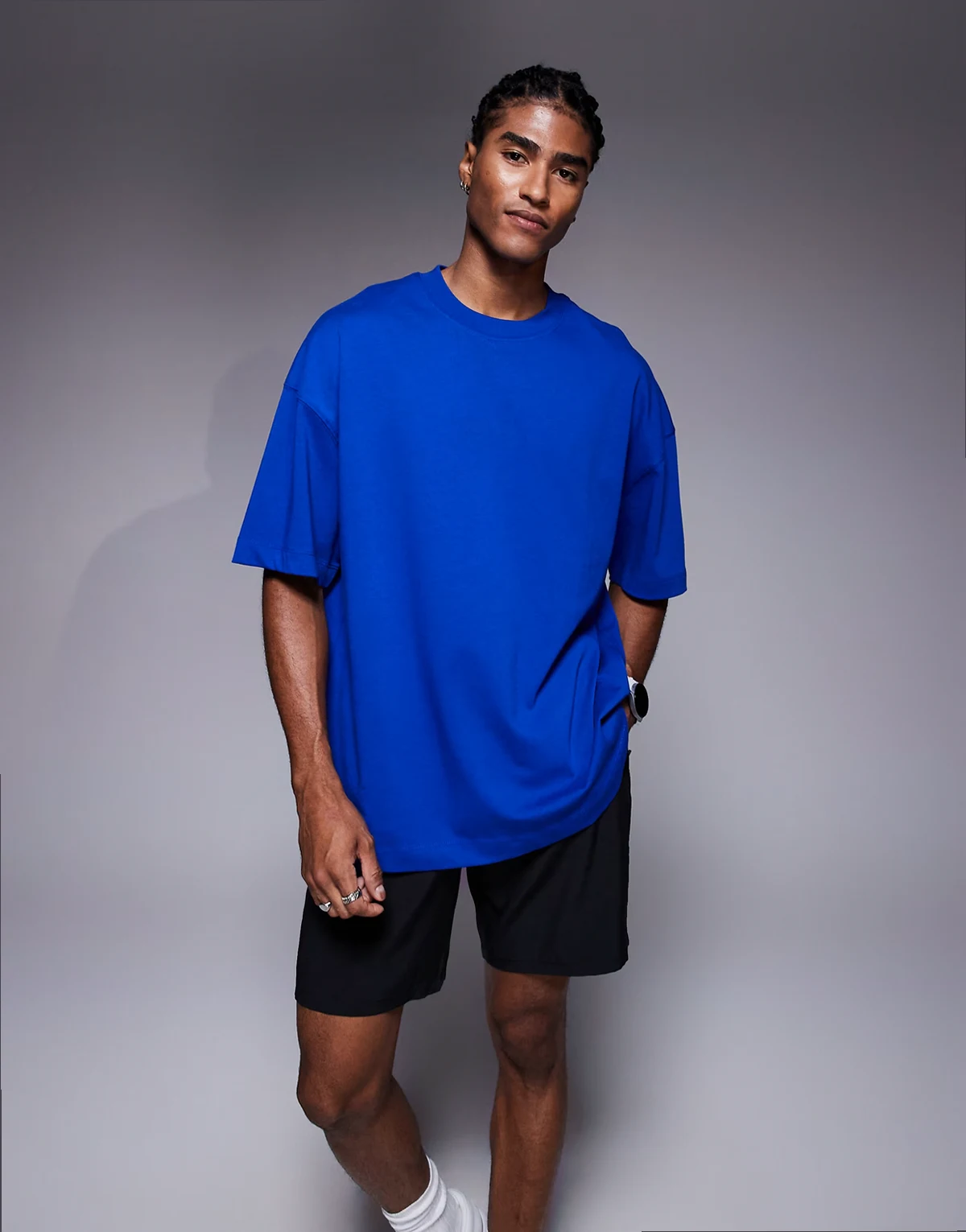 Icon heavyweight cotton oversized T-shirt with quick dry finish in cobalt blue
