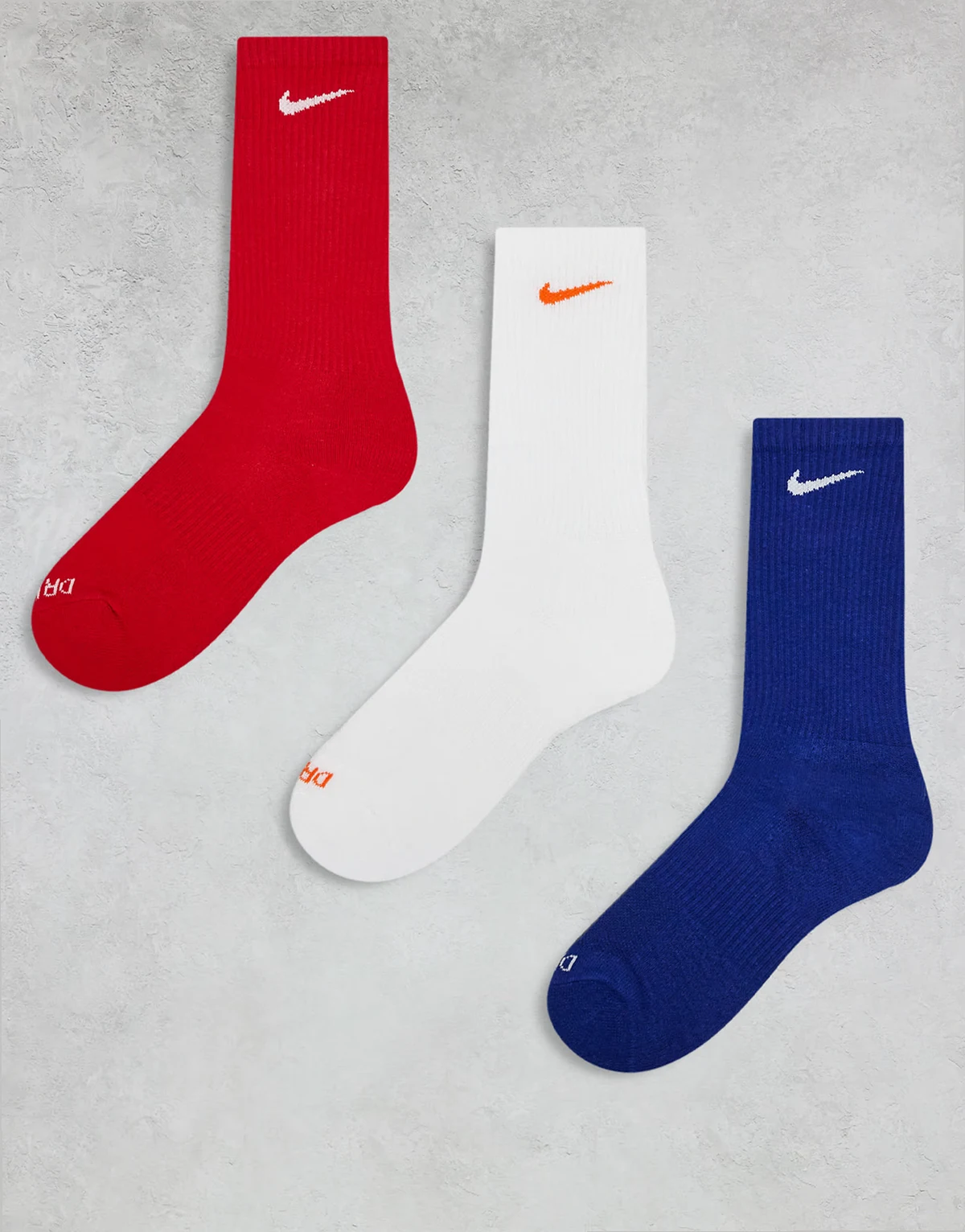 Training Everyday Plus Cushioned 3 pack crew socks in red, white and blue