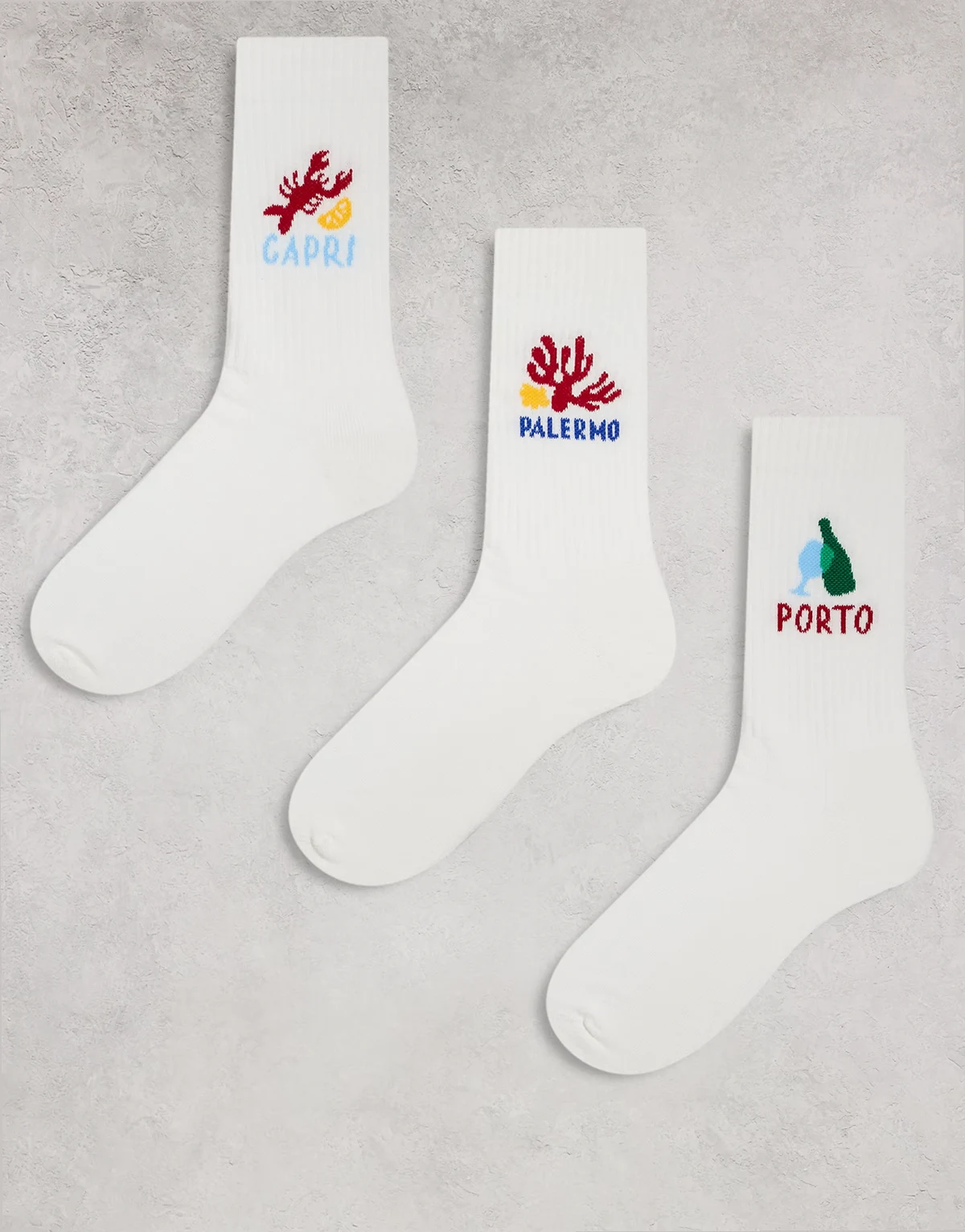 – 3er-Pack Socken in Weiß mit Motiv