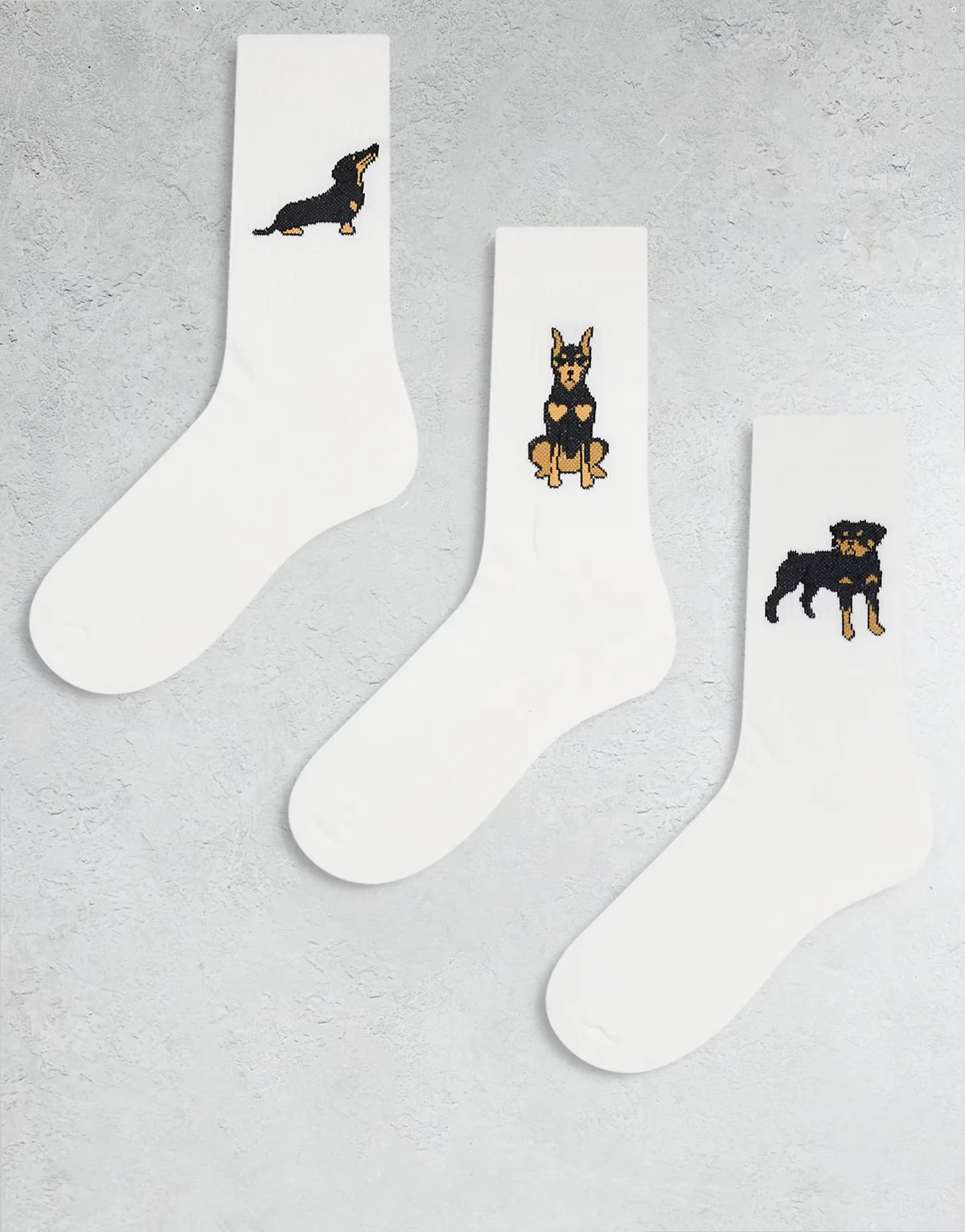 – 3er-Pack Socken in Weiß mit Hunde-Motiv