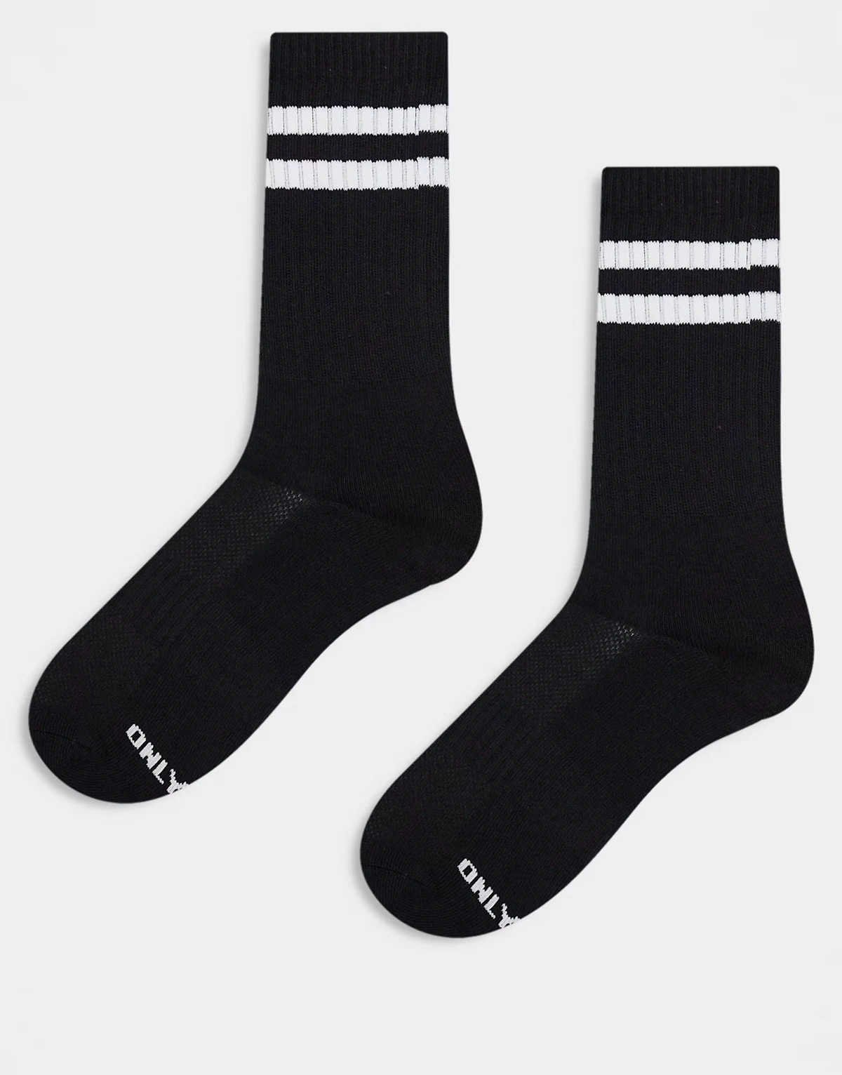 – Socken in Schwarz mit weißen Streifen, 2er-Pack