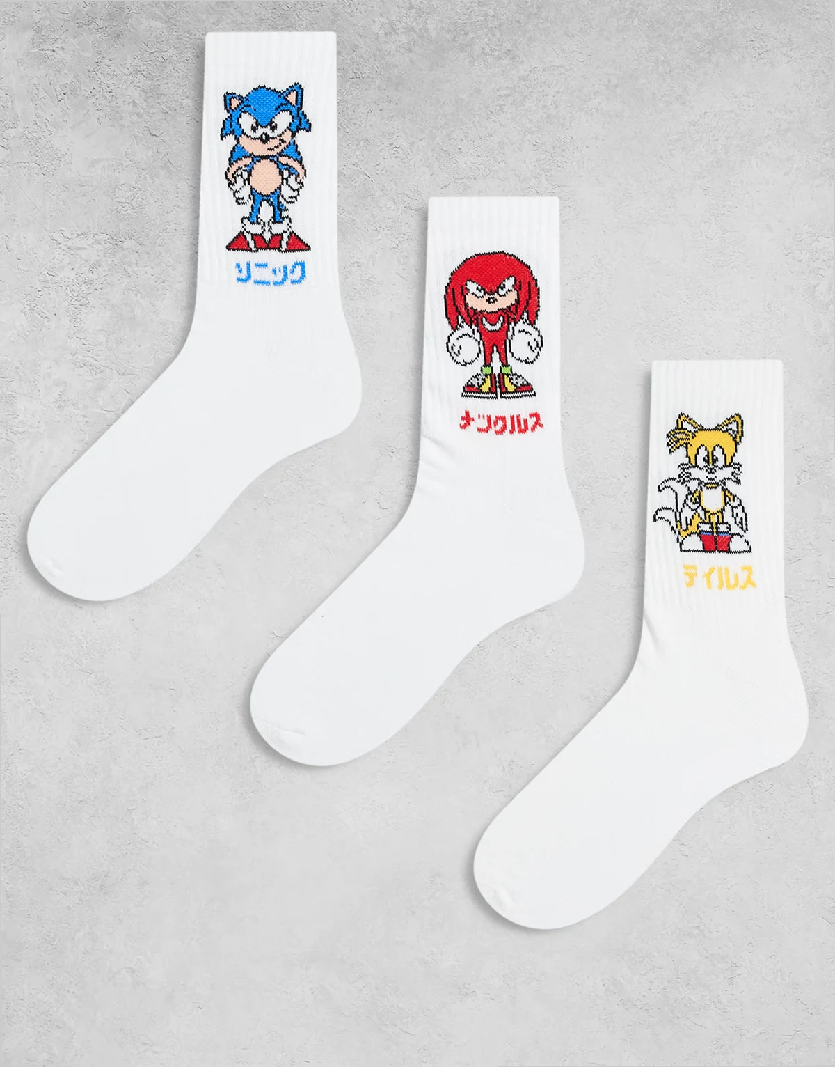 – 3er-Pack Socken in Weiß mit Sonic-Grafik