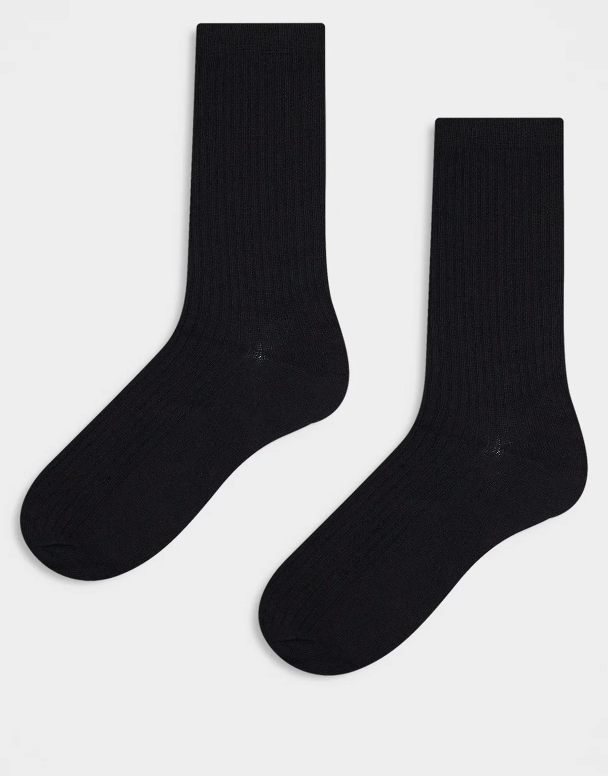 – Schwarze gerippte Sneakersocken, 2er-Pack