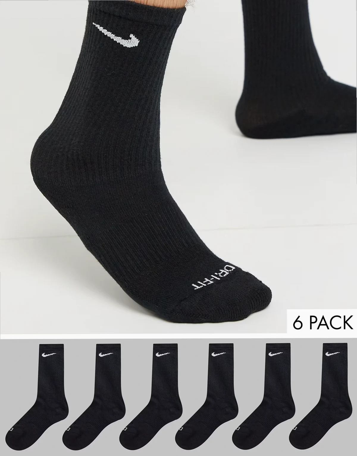 Training Everyday Plus Cushioned 6-pack crew socks in black