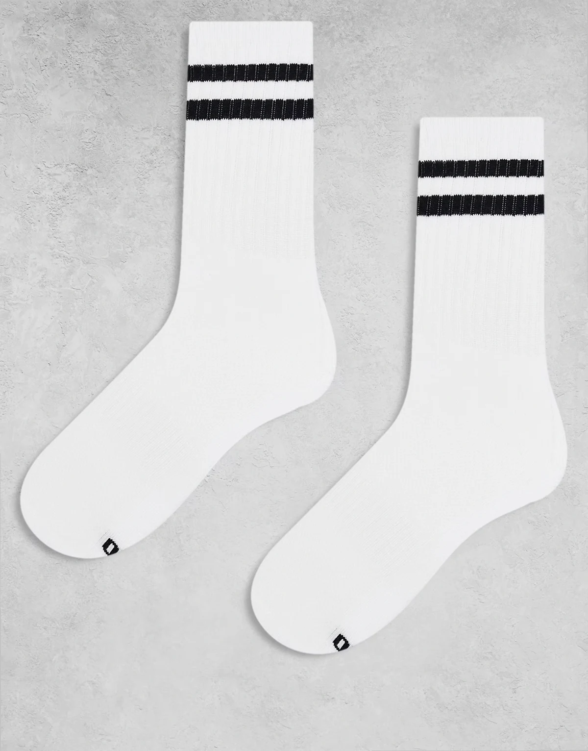 – Socken in Weiß mit Streifen in Schwarz, 2er-Pack