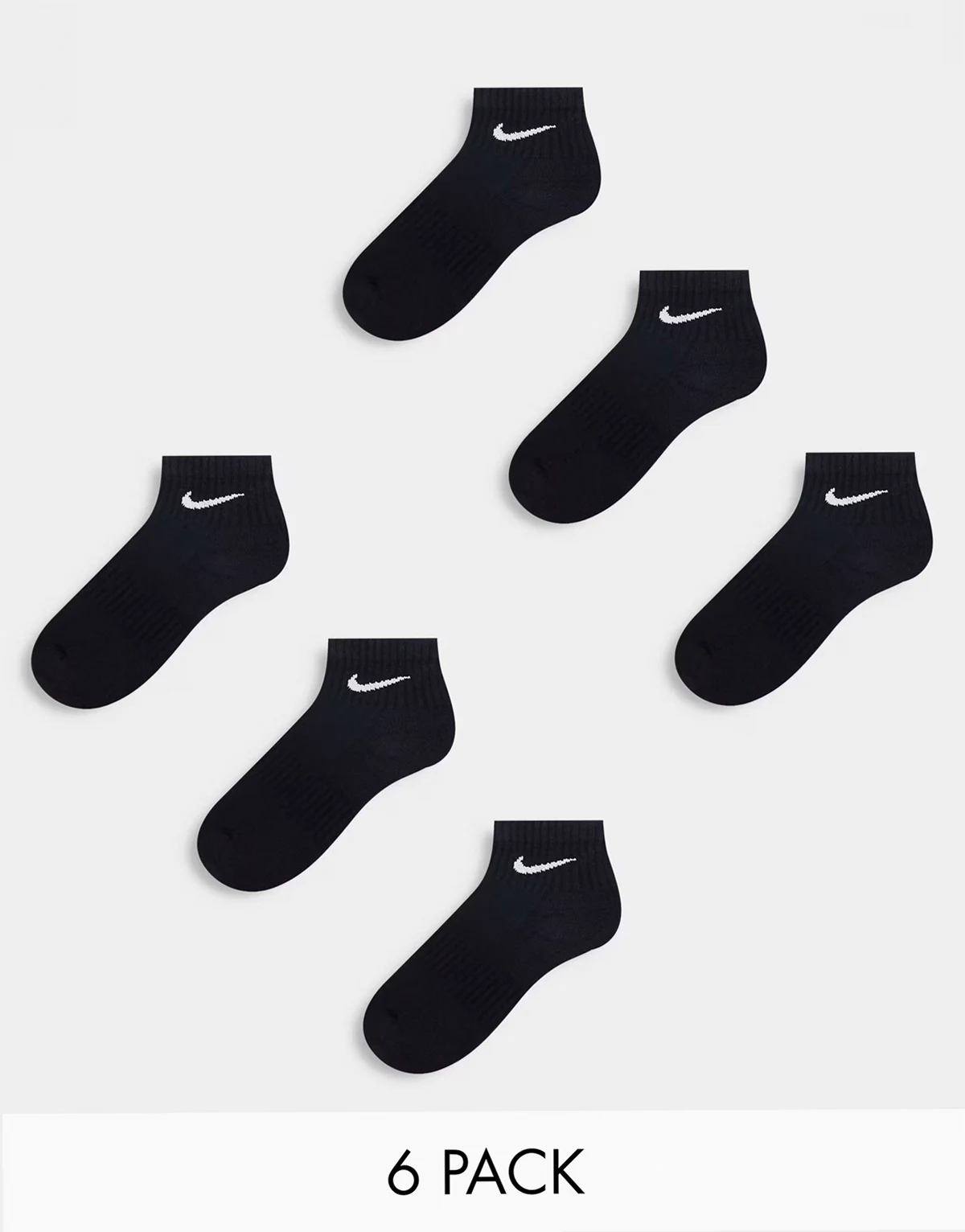 Training Everyday Cushioned 6 pack ankle sock in black