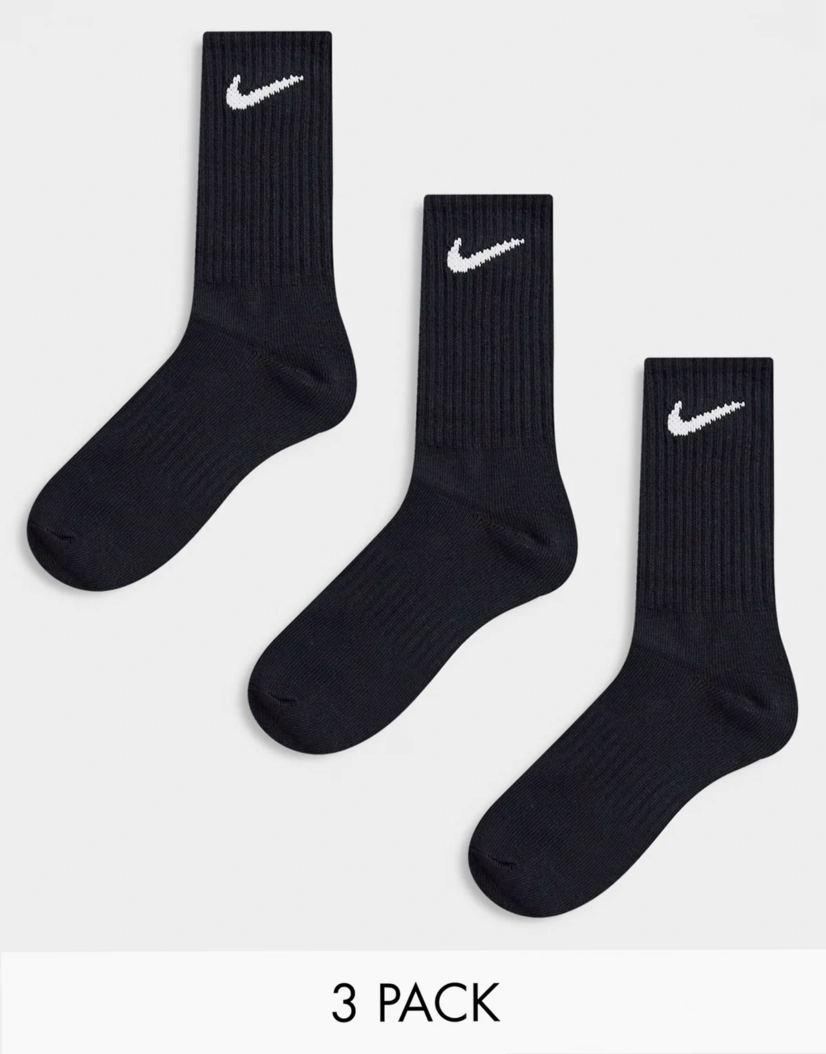 Training Everyday Lightweight 3 pack crew socks in black