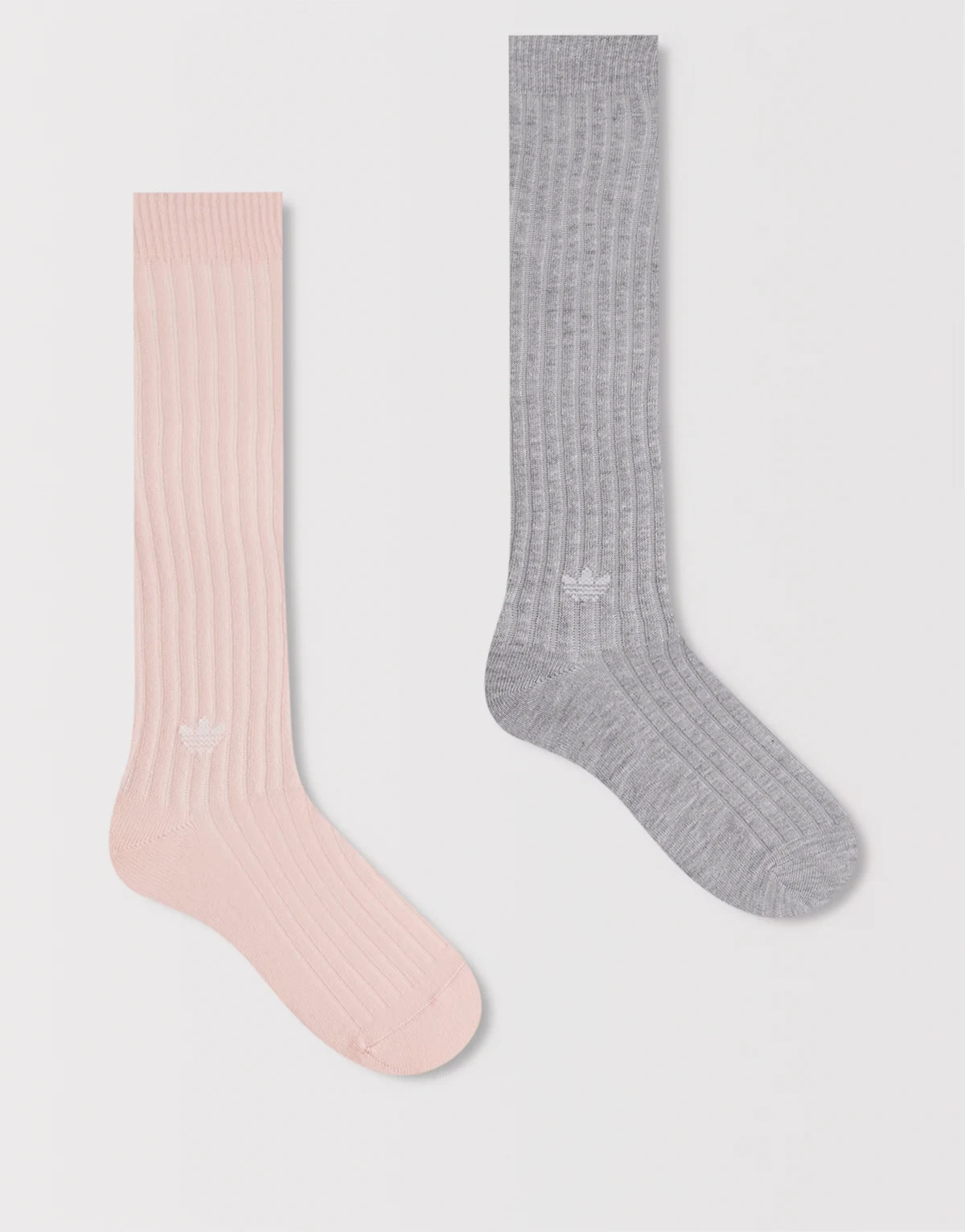 Trefoil 2 pack knee socks in gray and pink