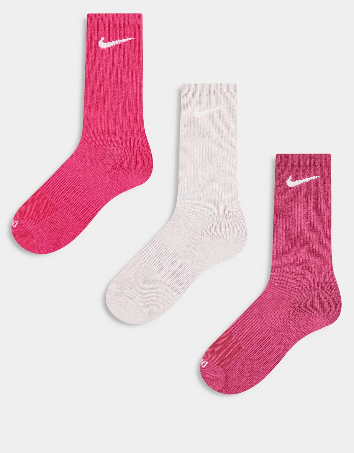 3-pack crew socks in pink