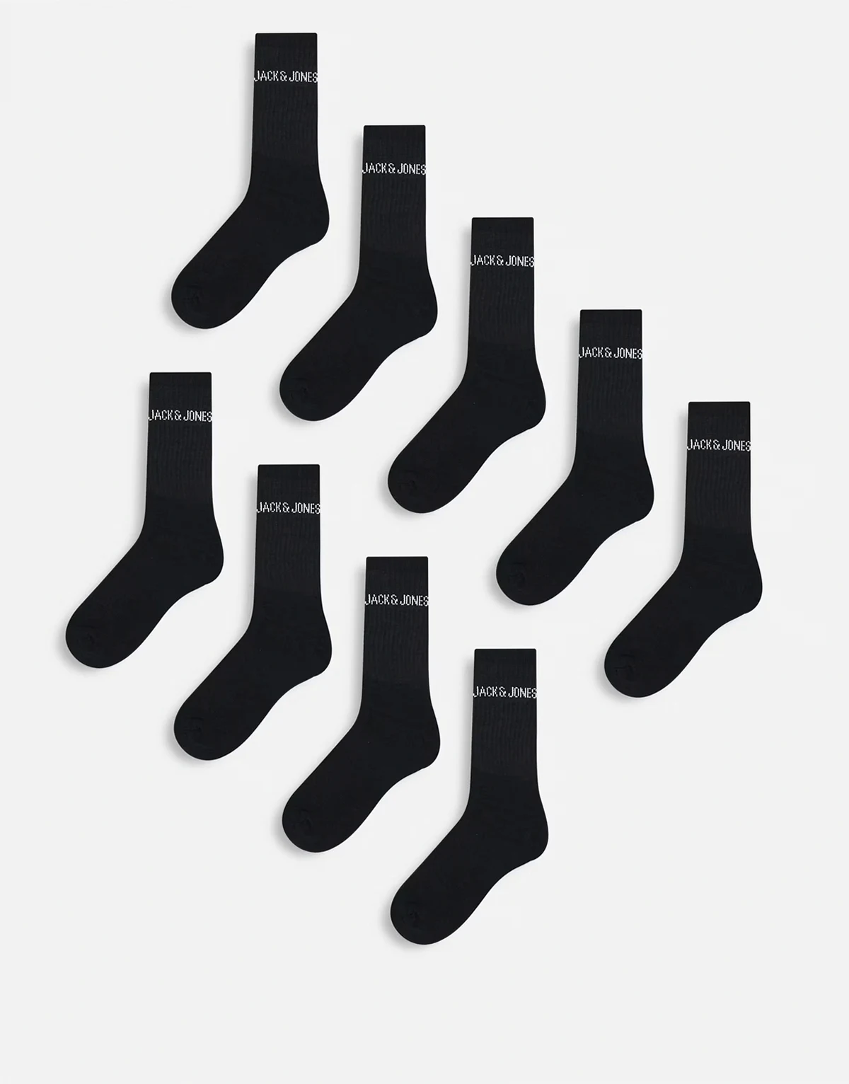 – 9er-Pack gerippte Socken in Schwarz mit Logo