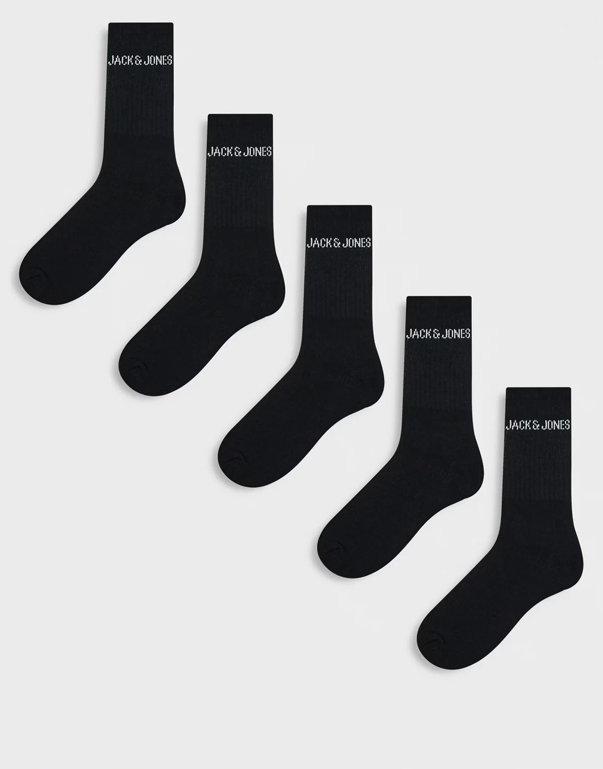 – 5er-Pack gerippte Socken in Schwarz mit Logo