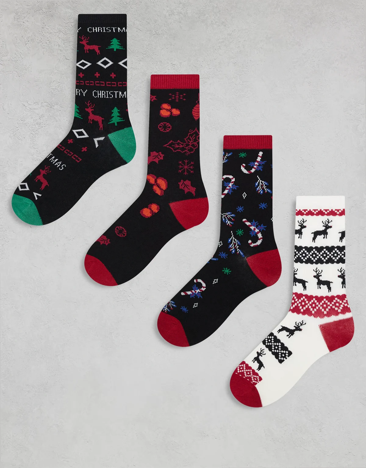 – 4er-Pack Weihnachtssocken mit buntem Muster