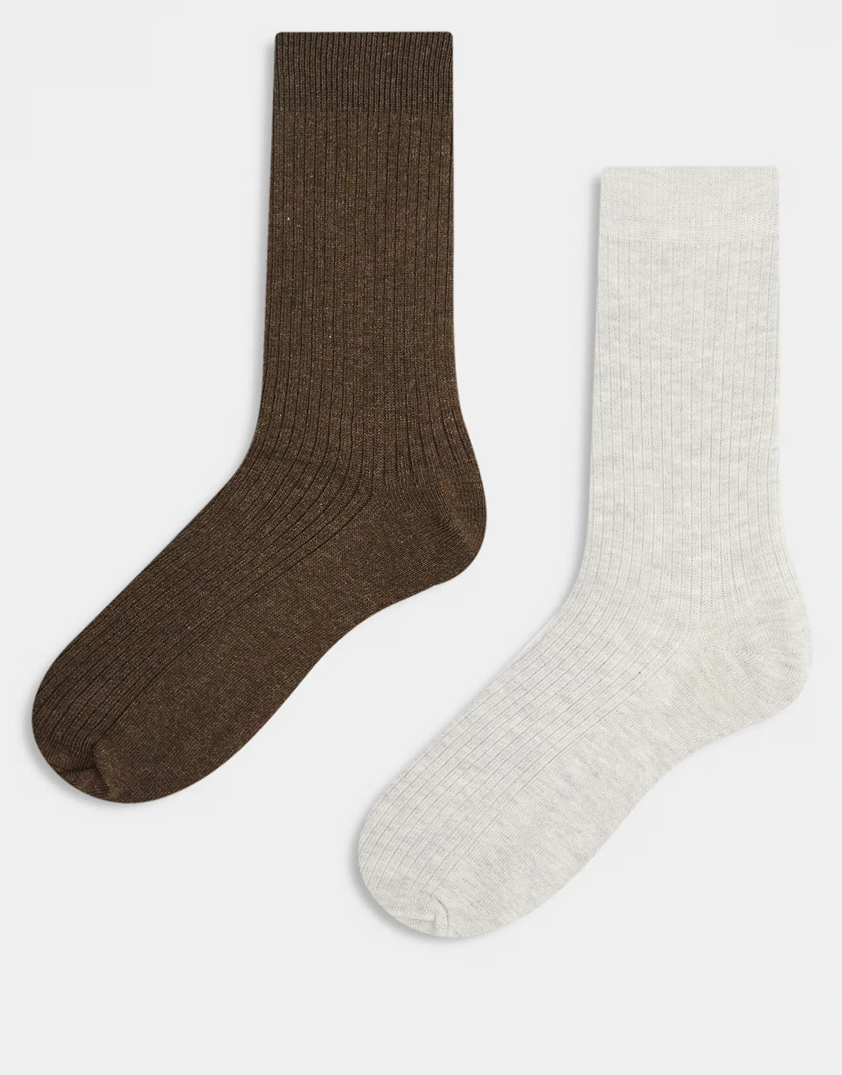 Premium – 2er-Pack Socken in Hellgrau und Braun