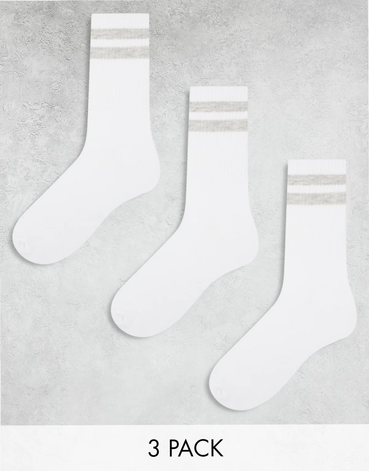 – 3er-Pack Tennissocken in Weiß mit Streifen