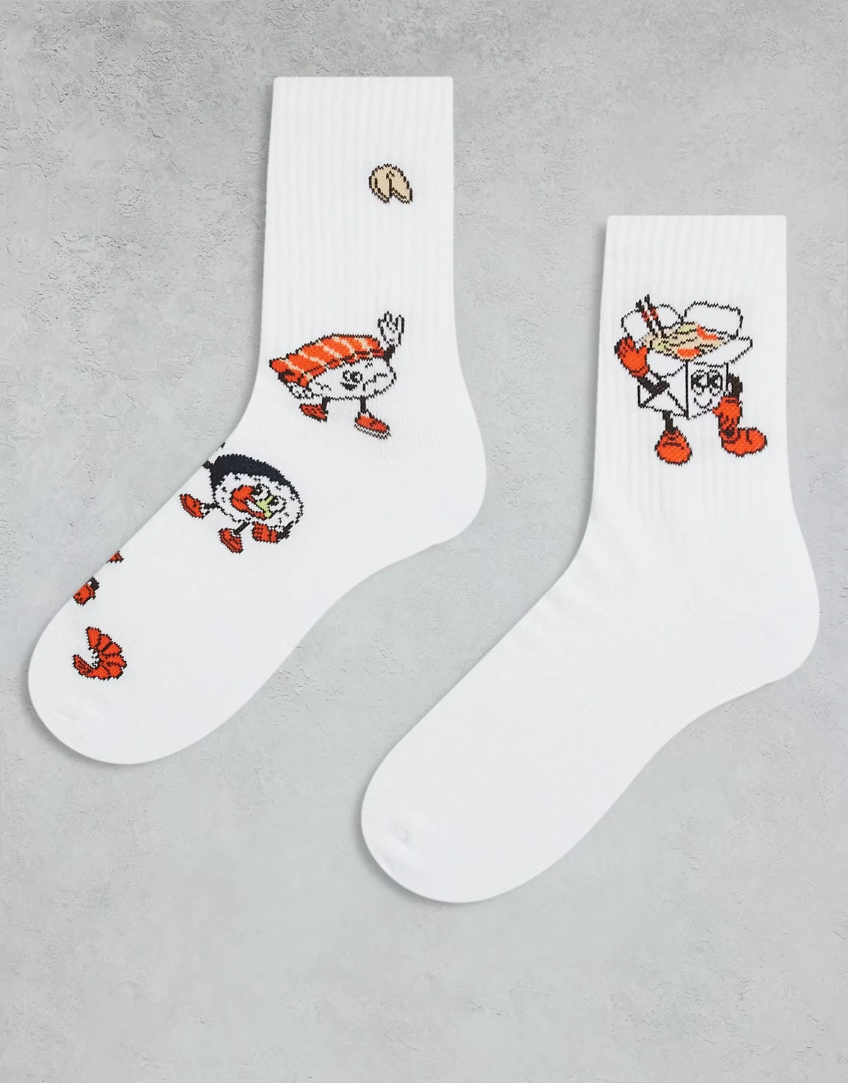 – 2er-Pack Socken in Weiß mit Sushi-Foodprint