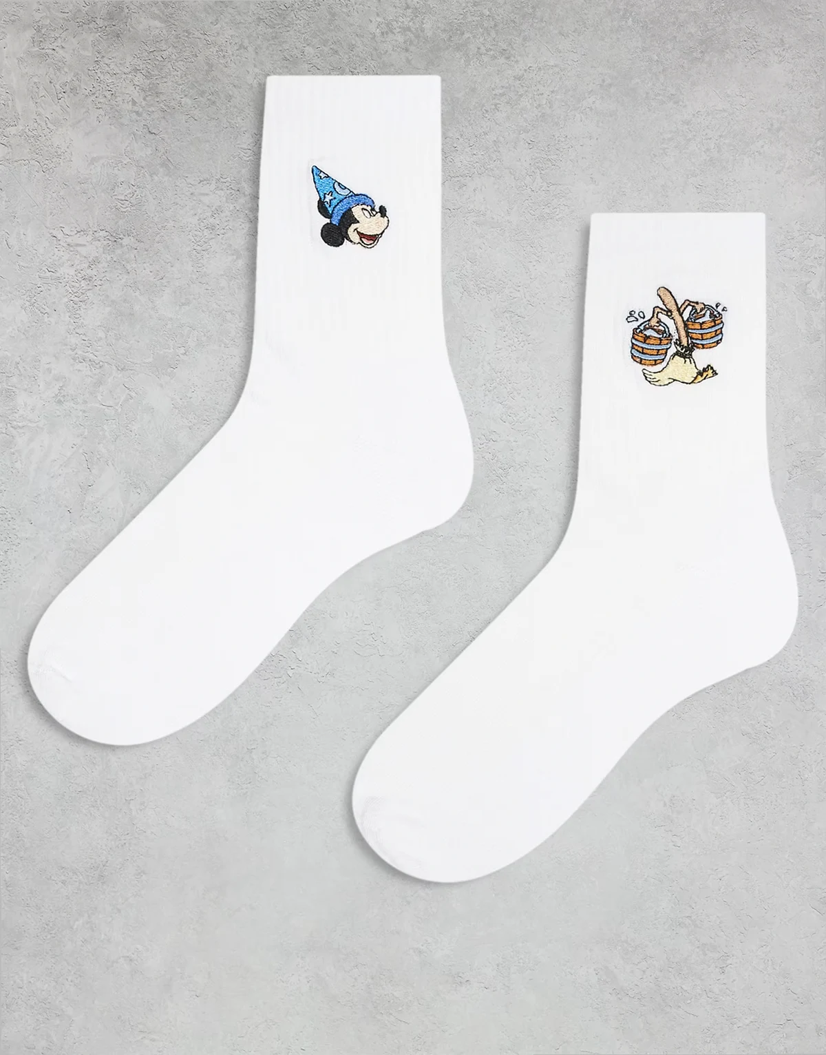 – 2er-Pack Socken in Weiß mit Disneys Mickey-Fantasia-Motiven