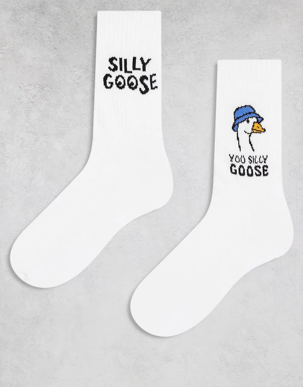 – 2 er-Pack Socken in Weiß mit „Silly Goose“-Grafik