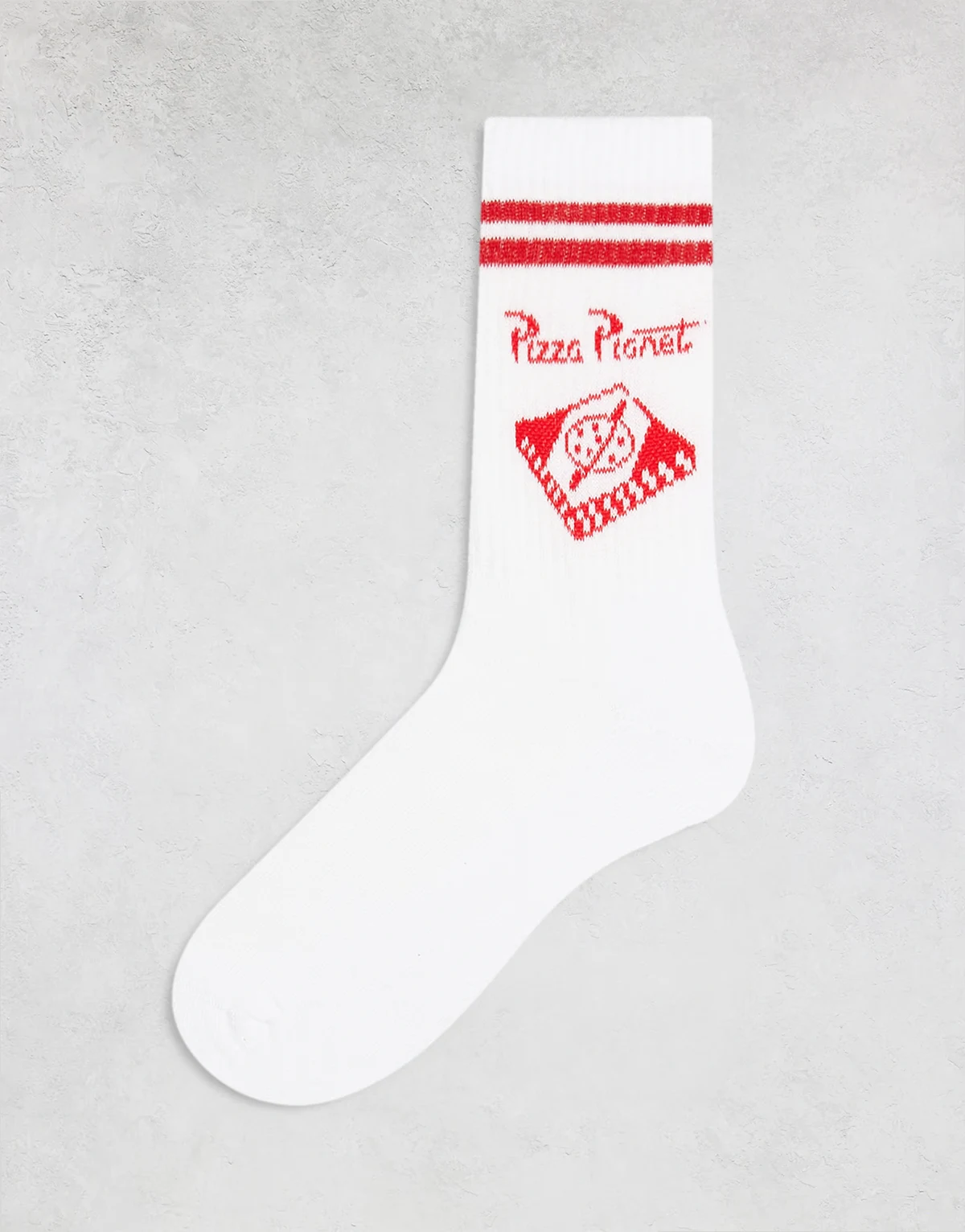 – Socken in Weiß mit Disneys „Pizza Planet“-Motiv