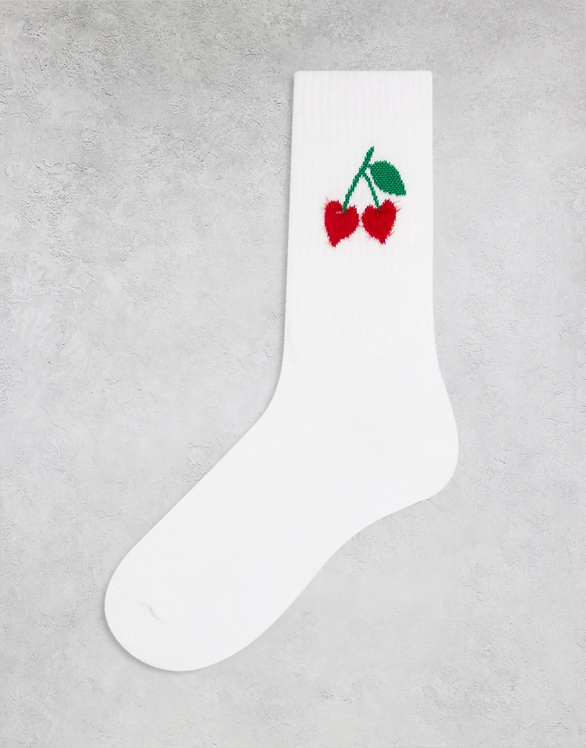 – Białe skarpetki z grafiką z sercem z dzianiny boucle