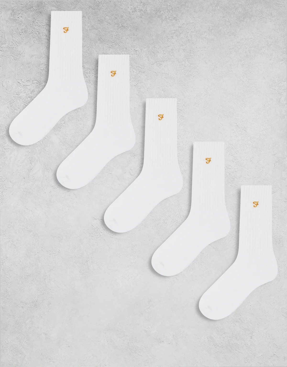 5-pack sports logo socks in white