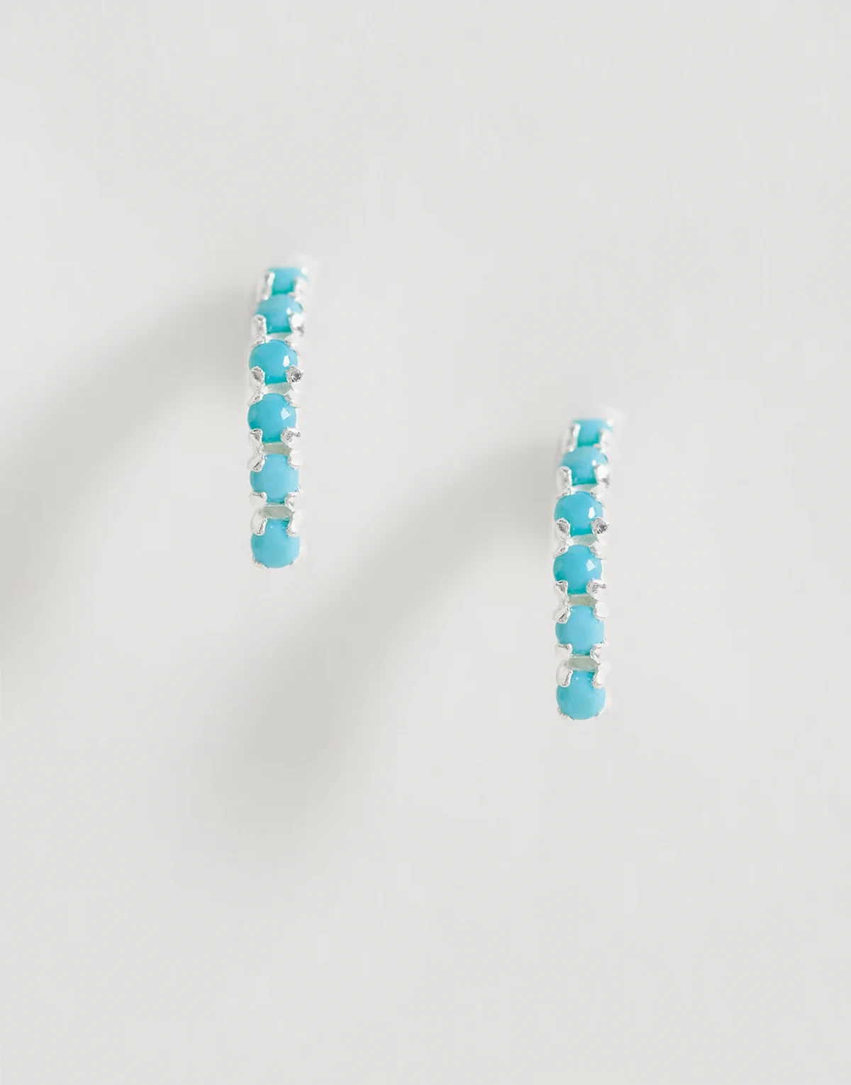 faux turquoise half hoop earrings in sterling silver