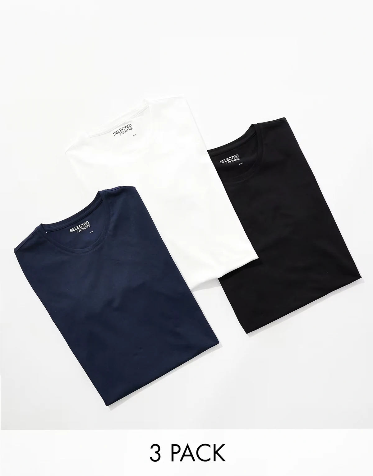 – T-Shirts in Schwarz, Weiß und Marineblau, 3er-Pack