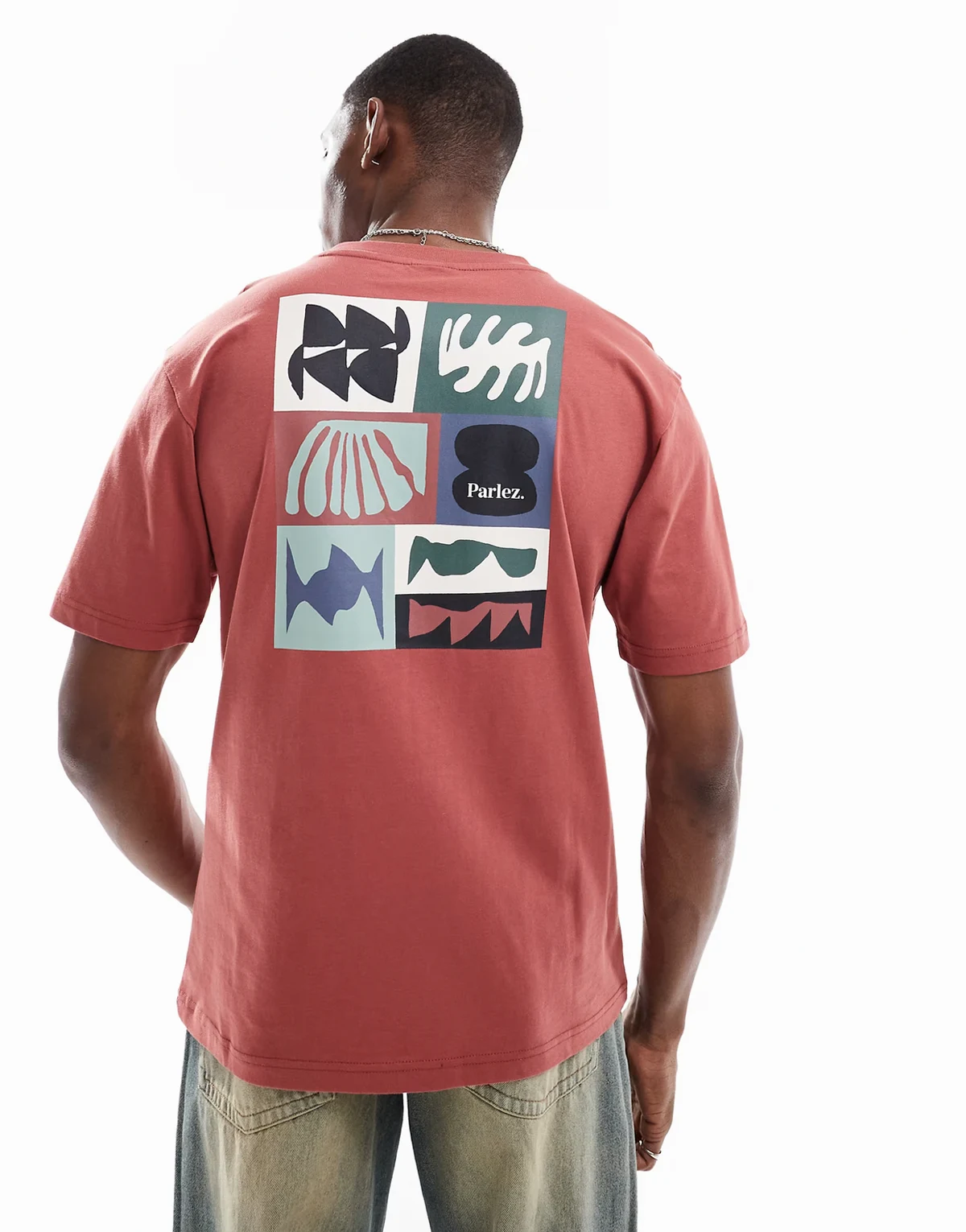 Stallo short sleeve logo t-shirt with back print in coral