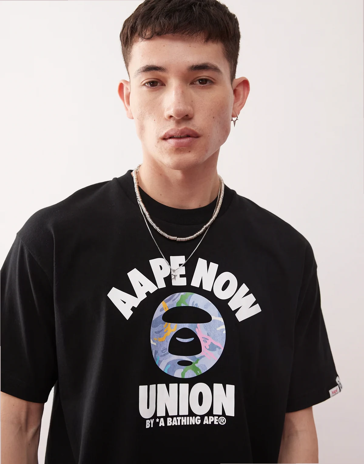 AAPE BY A BATHING APE – T-Shirt in Schwarz mit „Union“-Logo