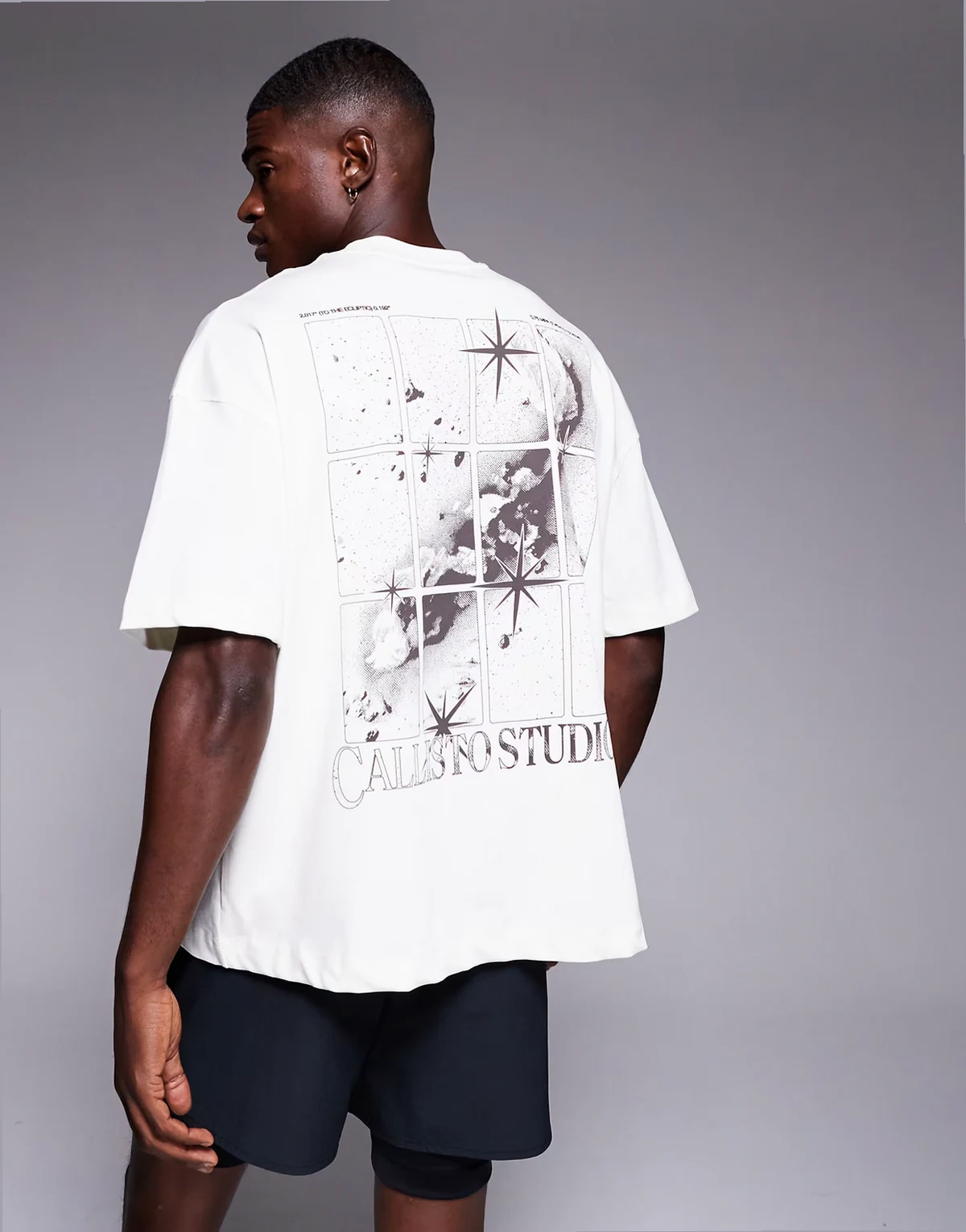Icon heavyweight cotton oversized back print T-shirt with quick dry finish in vintage white