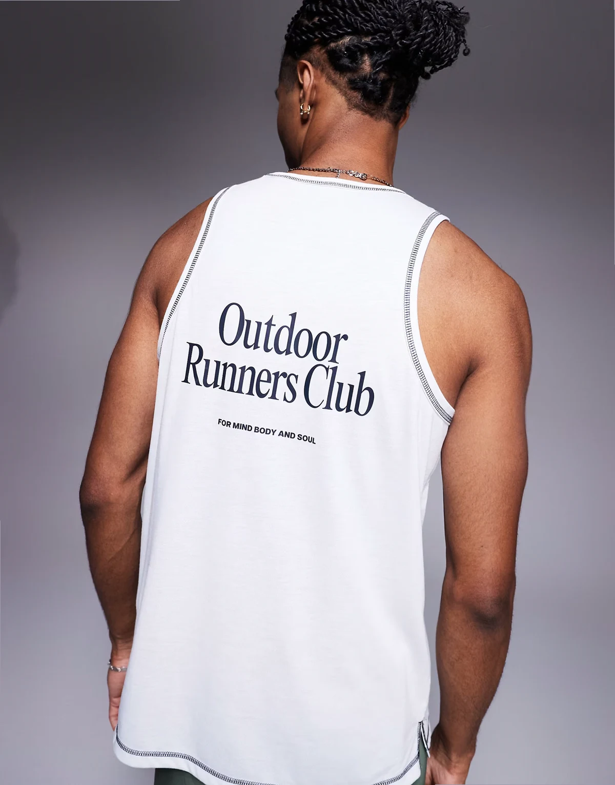 Outdoor Runner back graphic quick dry mesh tank top in white
