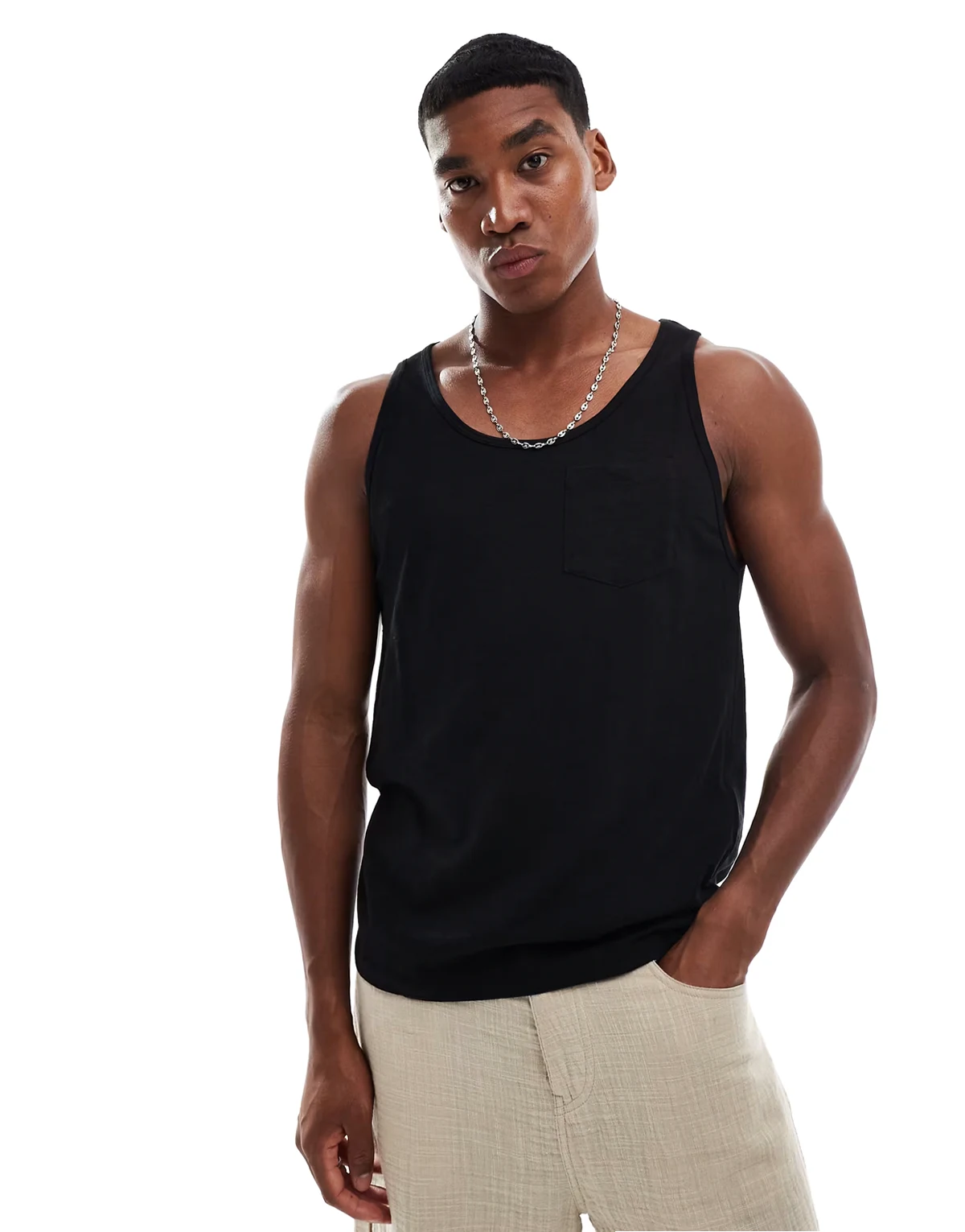 pocket tank top in black