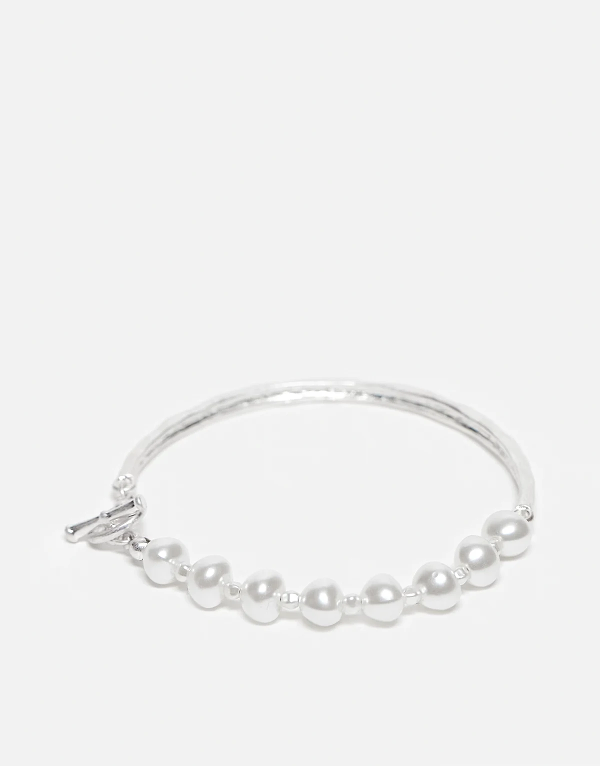 – Bransoleta unisex w kolorze srebra z łańcuszkiem z perełkami