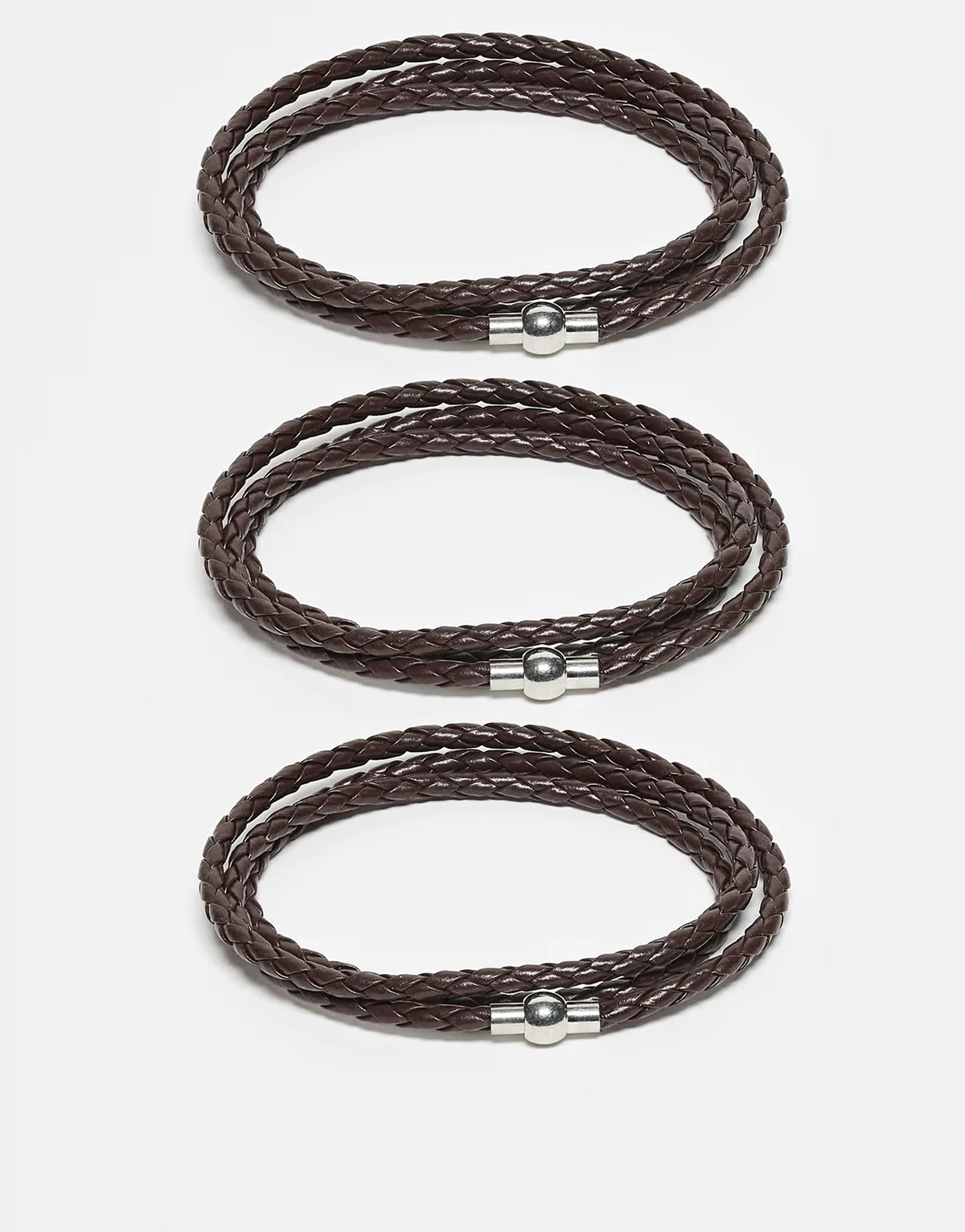 pack of 3 faux leather bracelets in brown