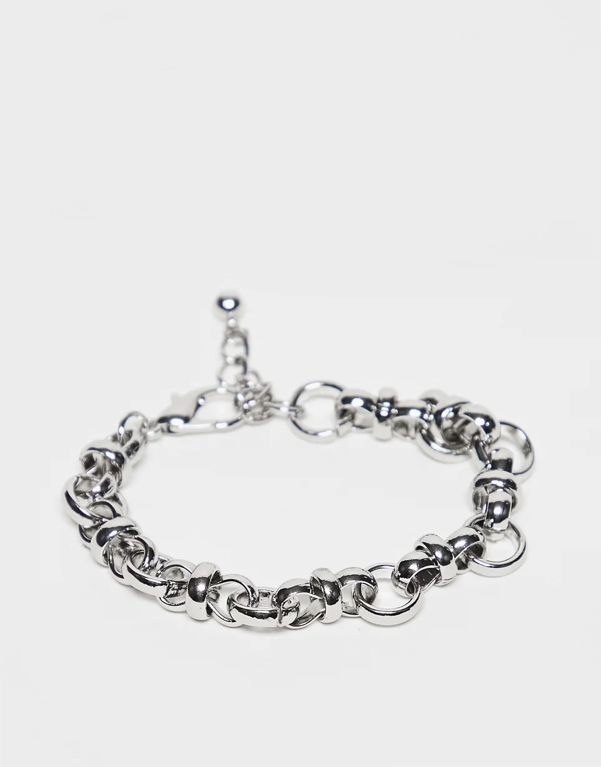 – Gruba bransoletka łańcuszkowa unisex w odcieniu srebra