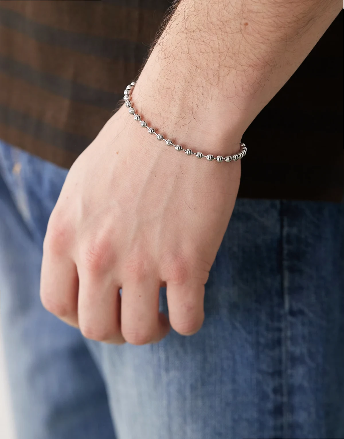 ball chain bracelet in silver