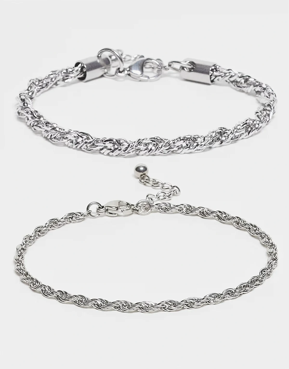 – Zestaw 2 bransoletek łańcuszkowych z wodoodpornej stali nierdzewnej w odcieniu oksydowanego srebra