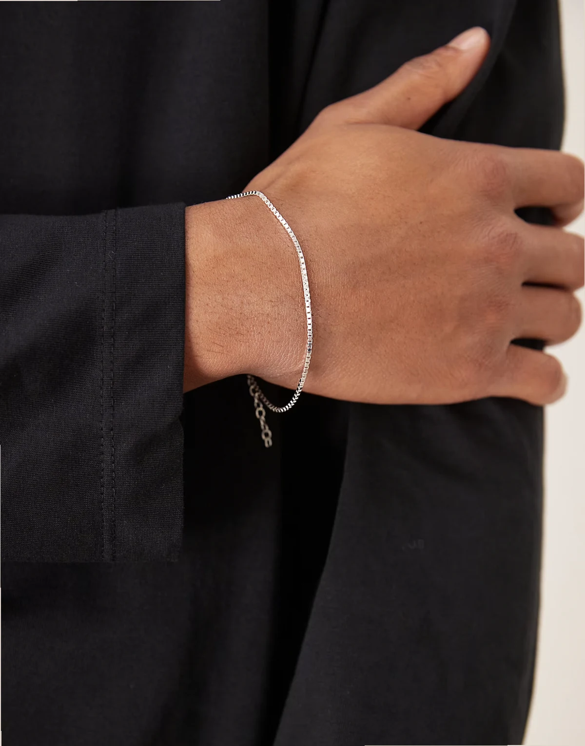 – Bransoletka łańcuszkowa ze srebra wysokiej próby z prostokątnymi ogniwami